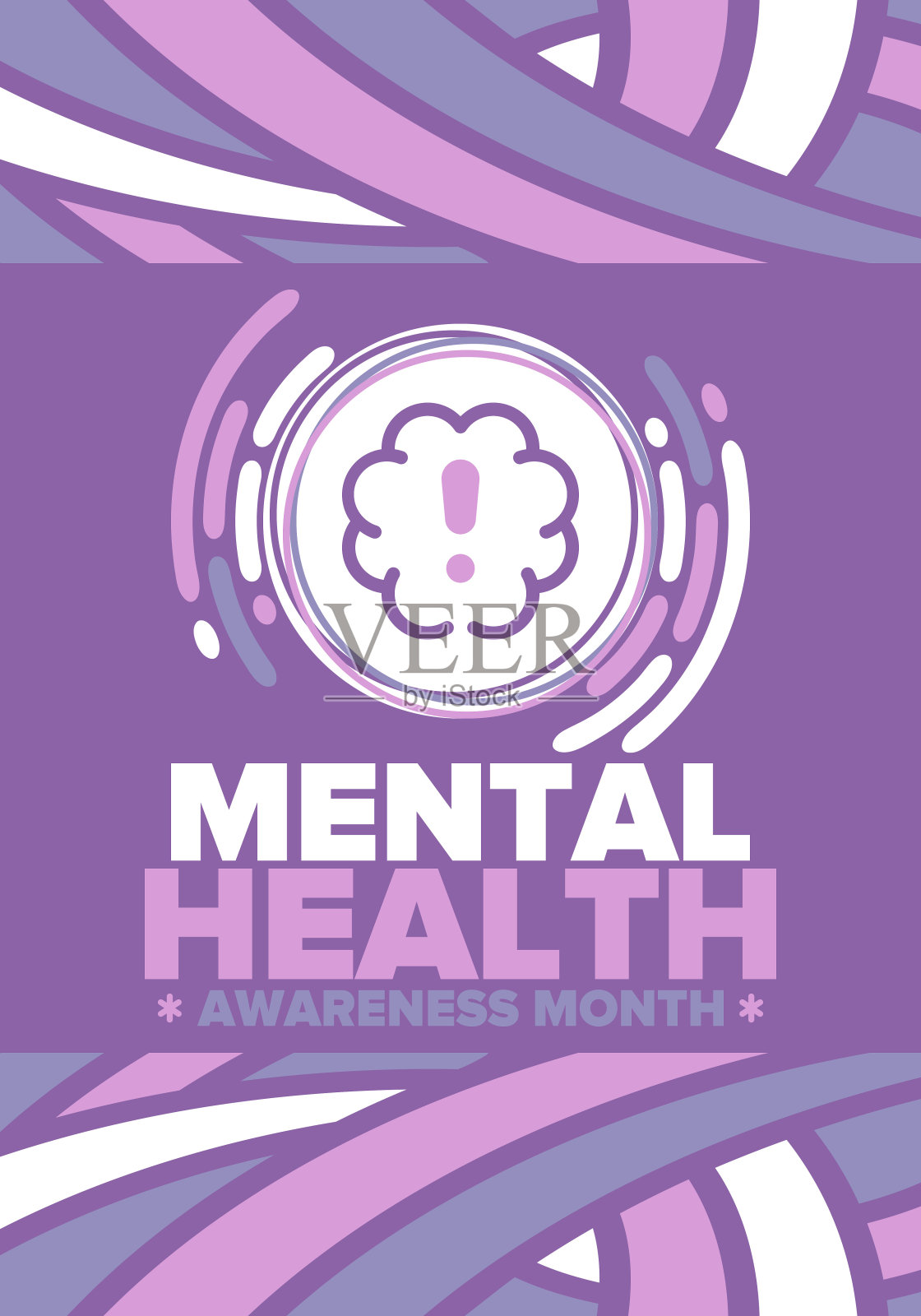 5月心理健康宣传月。这是美国的年度活动。提高对精神卫生的认识。控制和保护。预防活动。医疗保健设计。矢量图插画图片素材