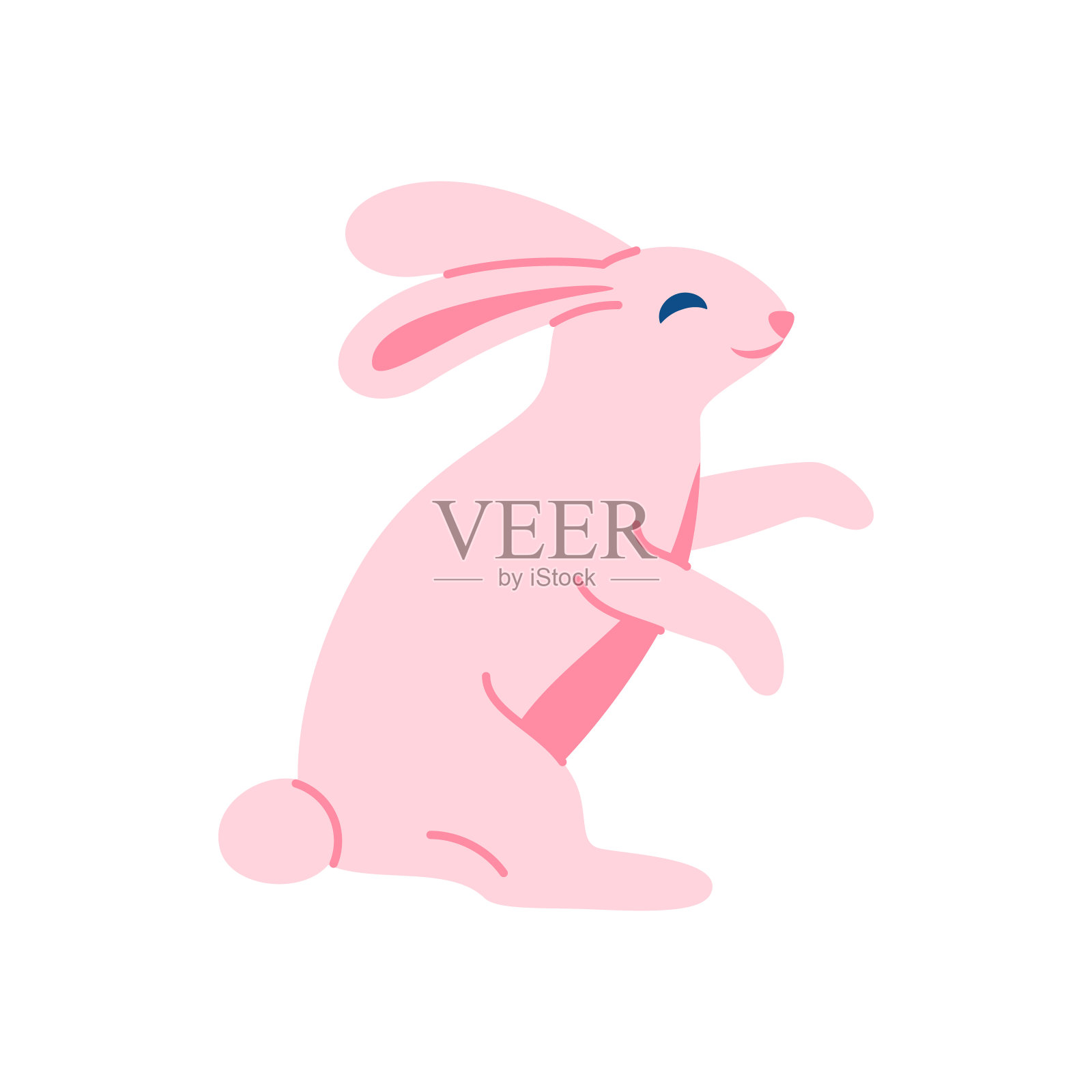 卡通彩色人物月亮兔。向量插画图片素材