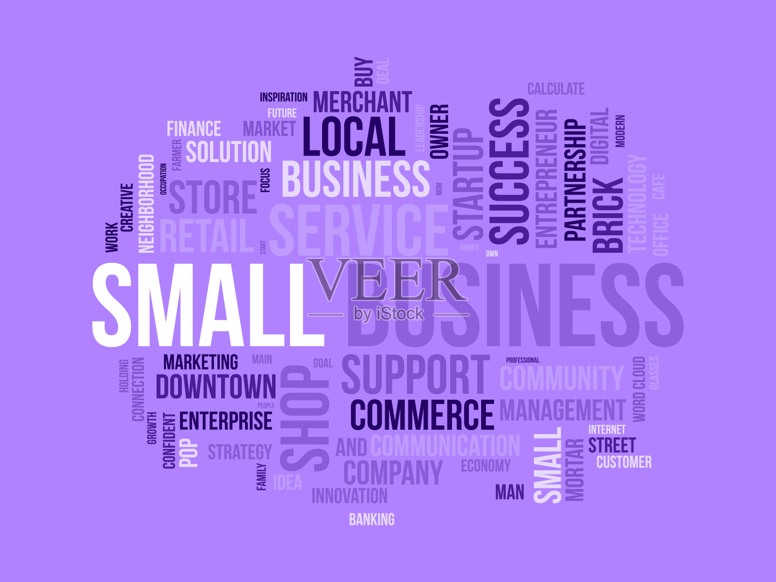 字云背景概念为小企业。用数字创业的商业头脑创造成功。矢量插图。插画图片素材