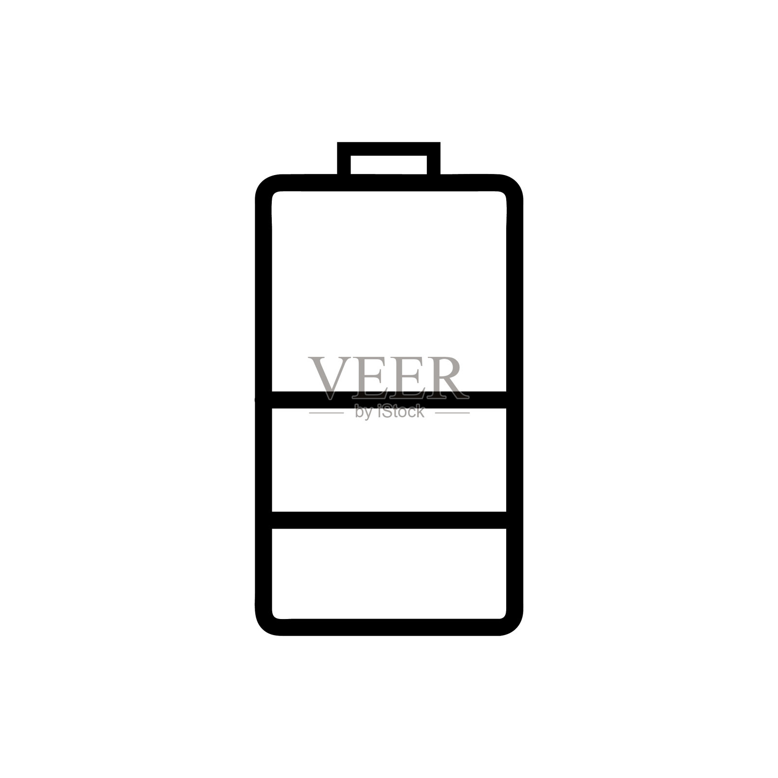 电池矢量图标，轮廓样式，隔离在白色背景上。插画图片素材