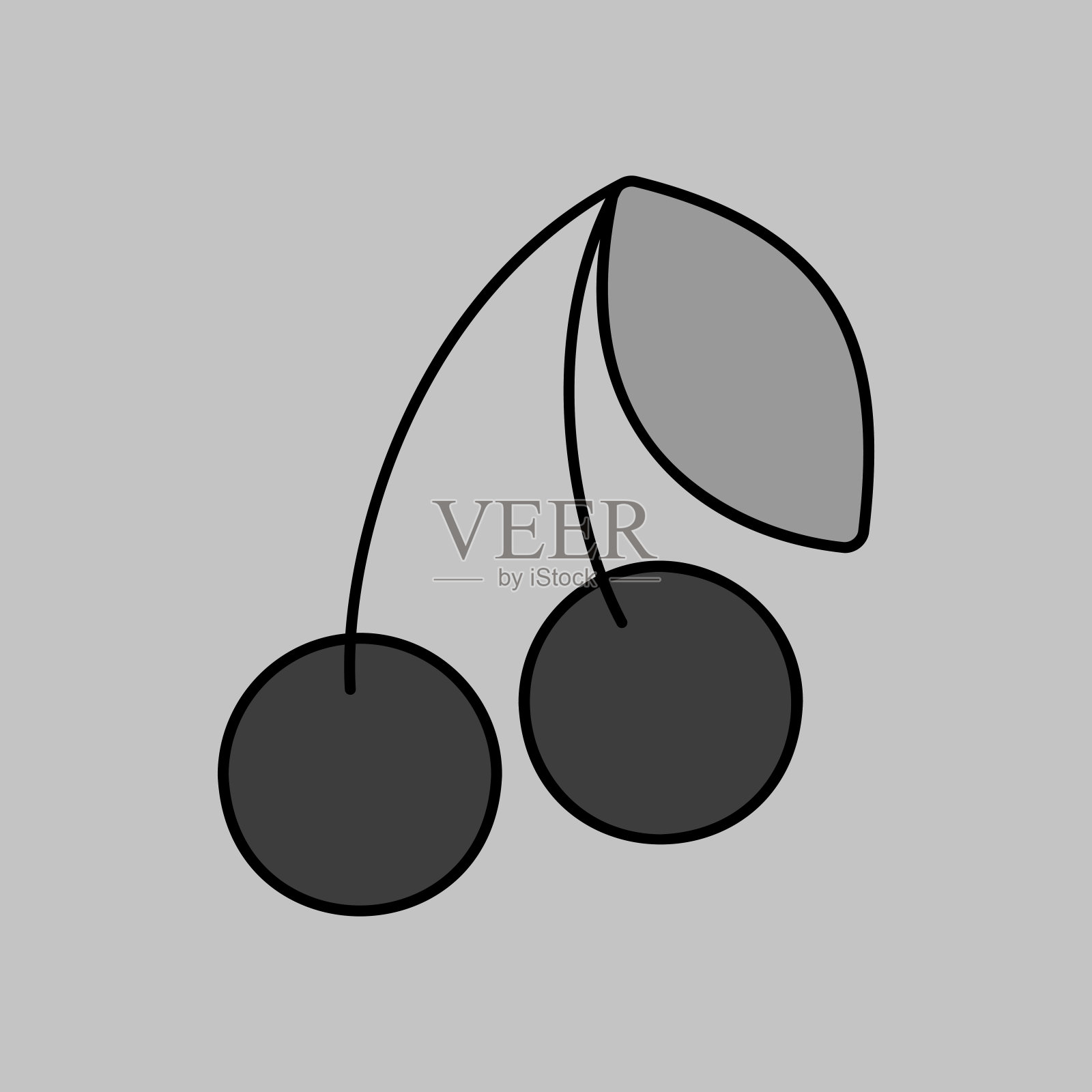 樱桃隔离设计矢量图标。水果标志插画图片素材