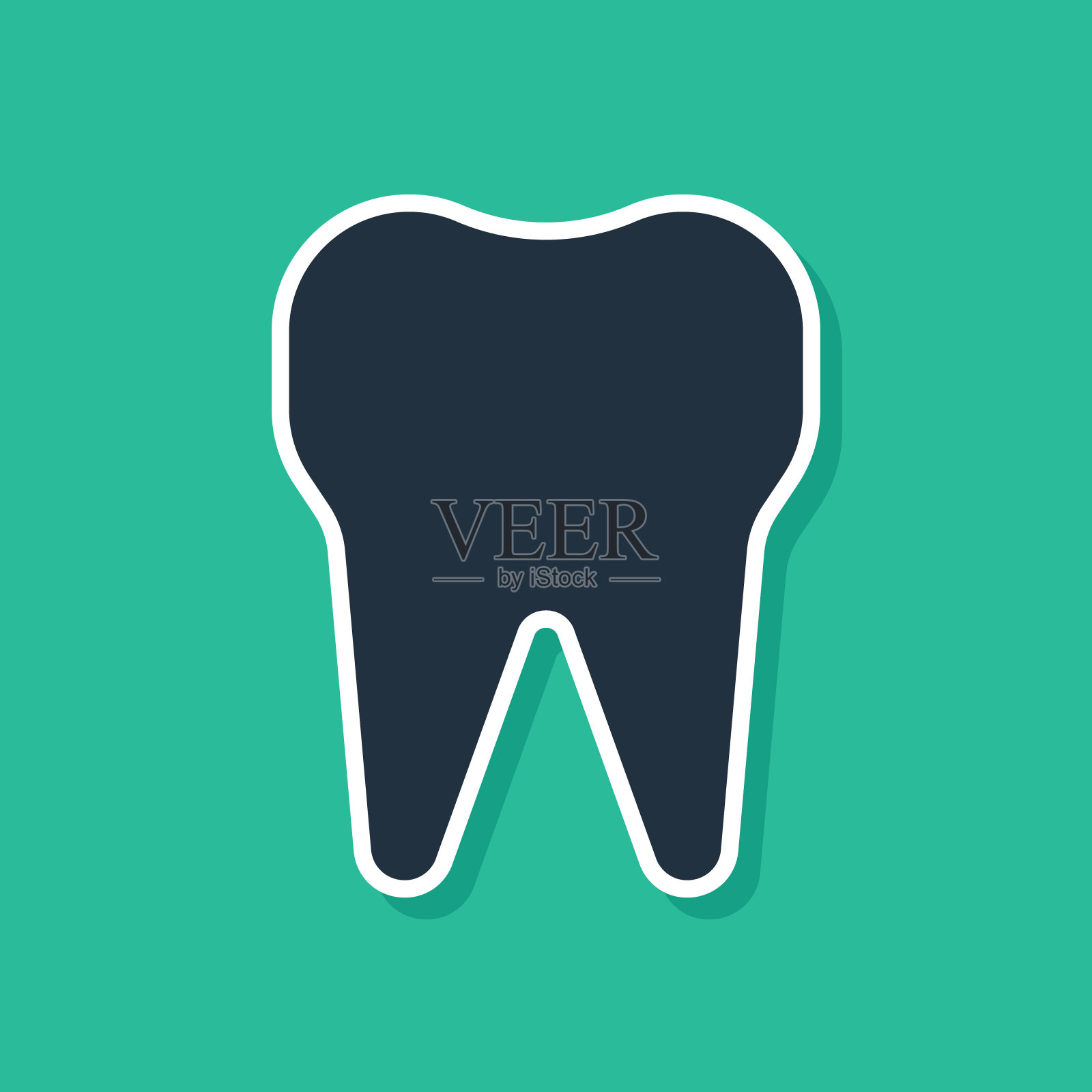 蓝牙图标隔离在绿色背景。牙科诊所或牙科医疗中心的牙齿标志和牙膏包装。矢量图插画图片素材