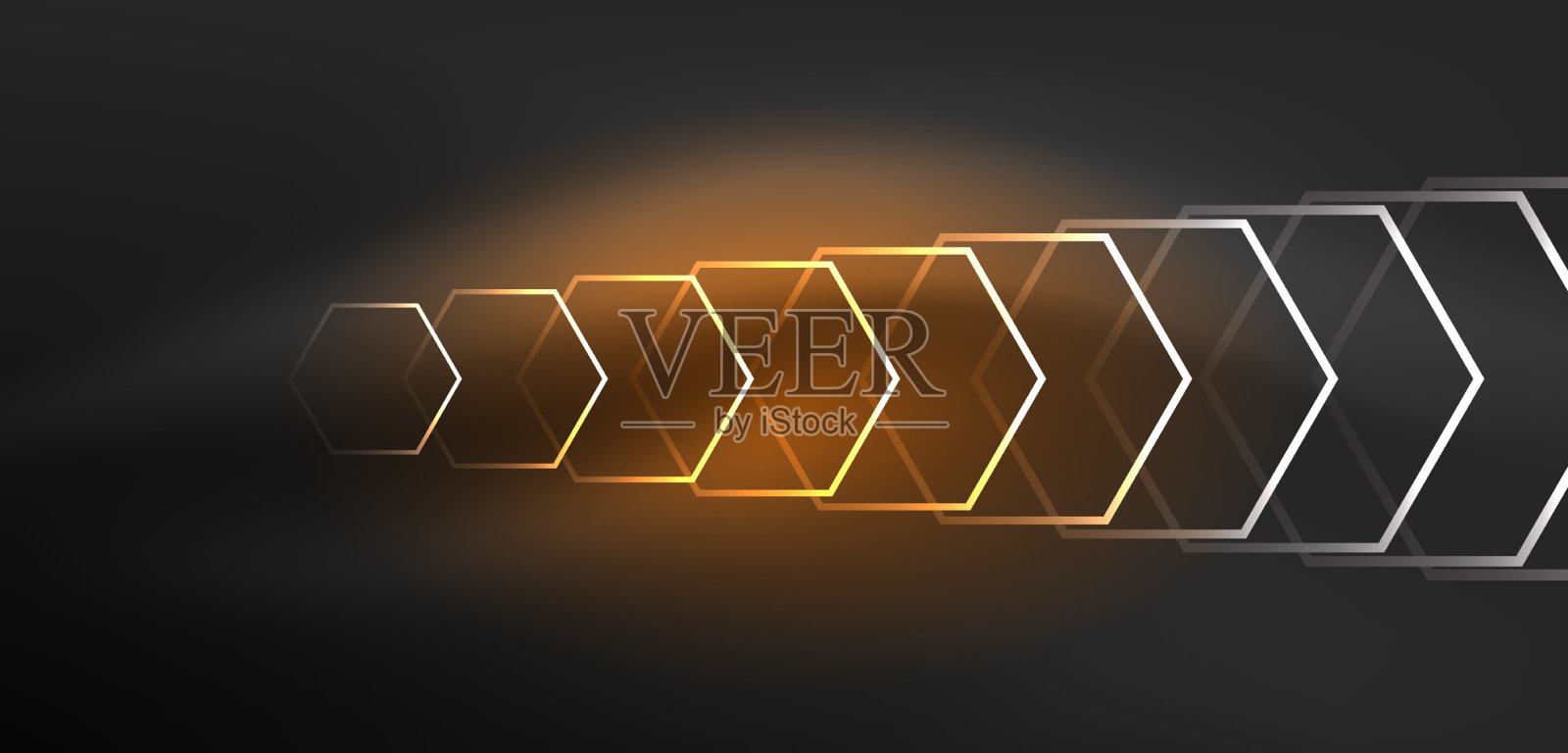 六边形抽象背景技术发光霓虹灯插画图片素材