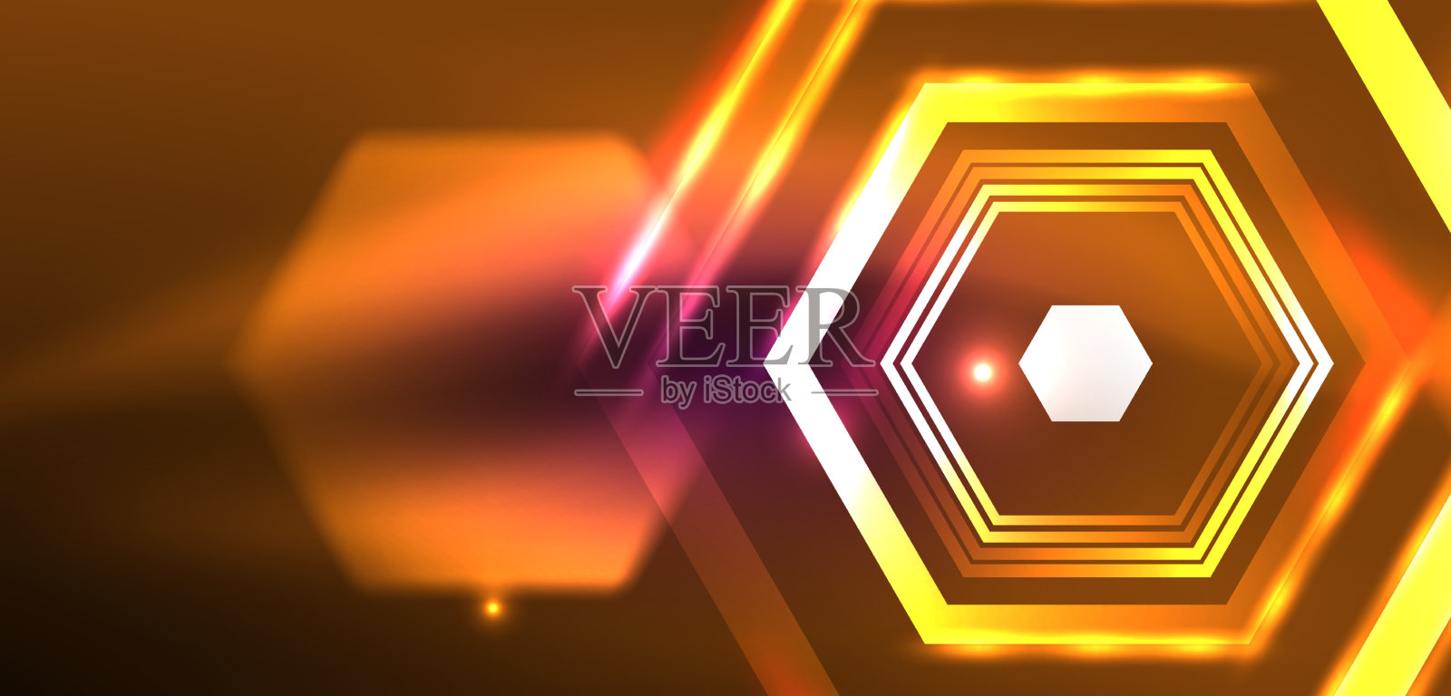 抽象的背景技术，霓虹六边形高科技插画图片素材
