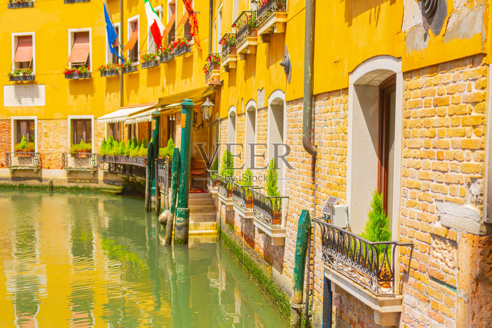 去威尼斯旅行。意大利。意大利城市建筑。运河。夏天照片摄影图片