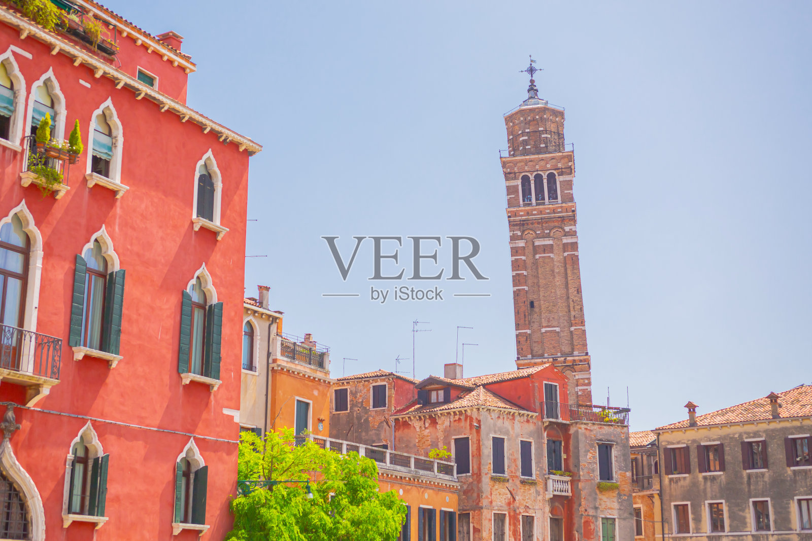 去威尼斯旅行。意大利。意大利城市建筑。运河。夏天照片摄影图片