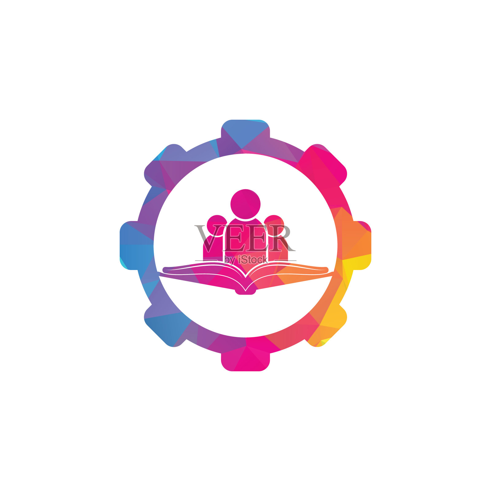 书人齿轮形状概念标志。插画图片素材