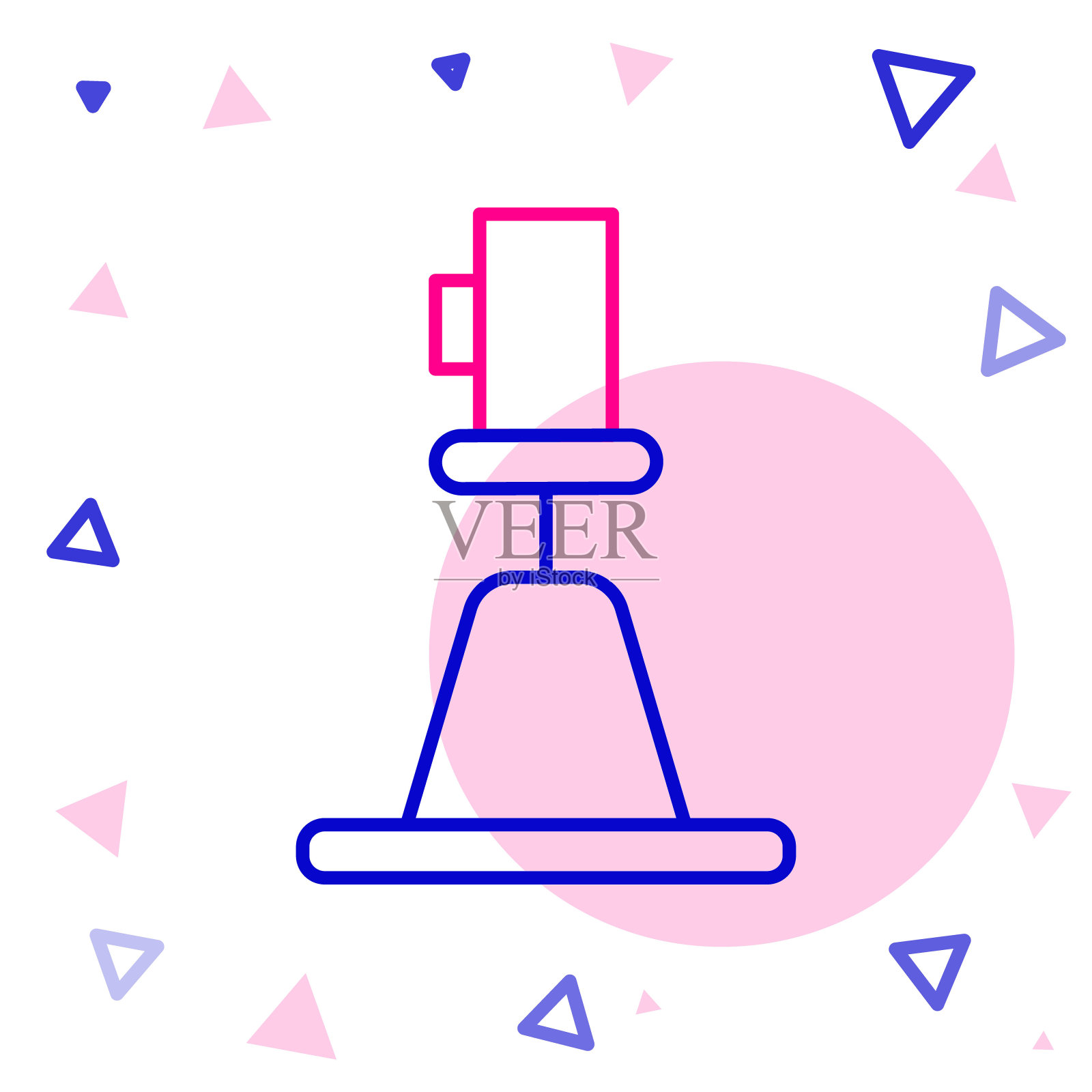 线测速仪，经纬仪图标隔离在白色背景。地质调查、工程测量和研究用设备。色彩缤纷的轮廓概念。向量插画图片素材