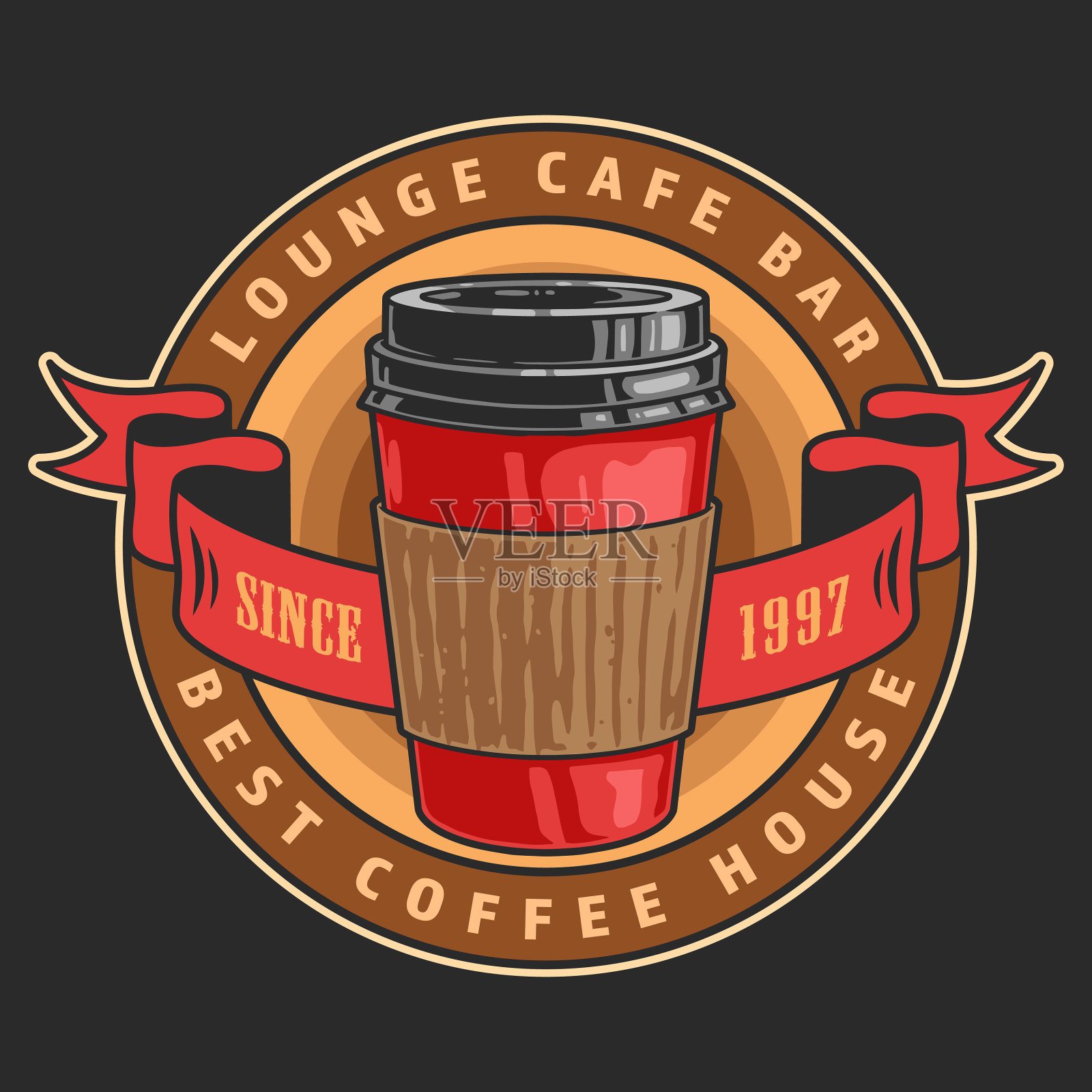 咖啡店五颜六色的复古标签设计模板素材