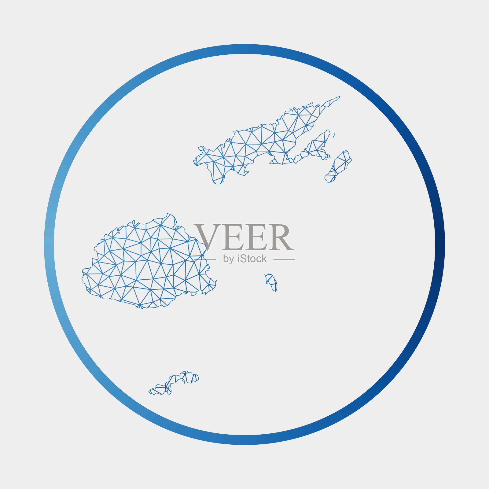 斐济图标。国家网络地图。圆形斐济标志与梯度环。技术、互联网、网络、电信概念。矢量插图。插画图片素材