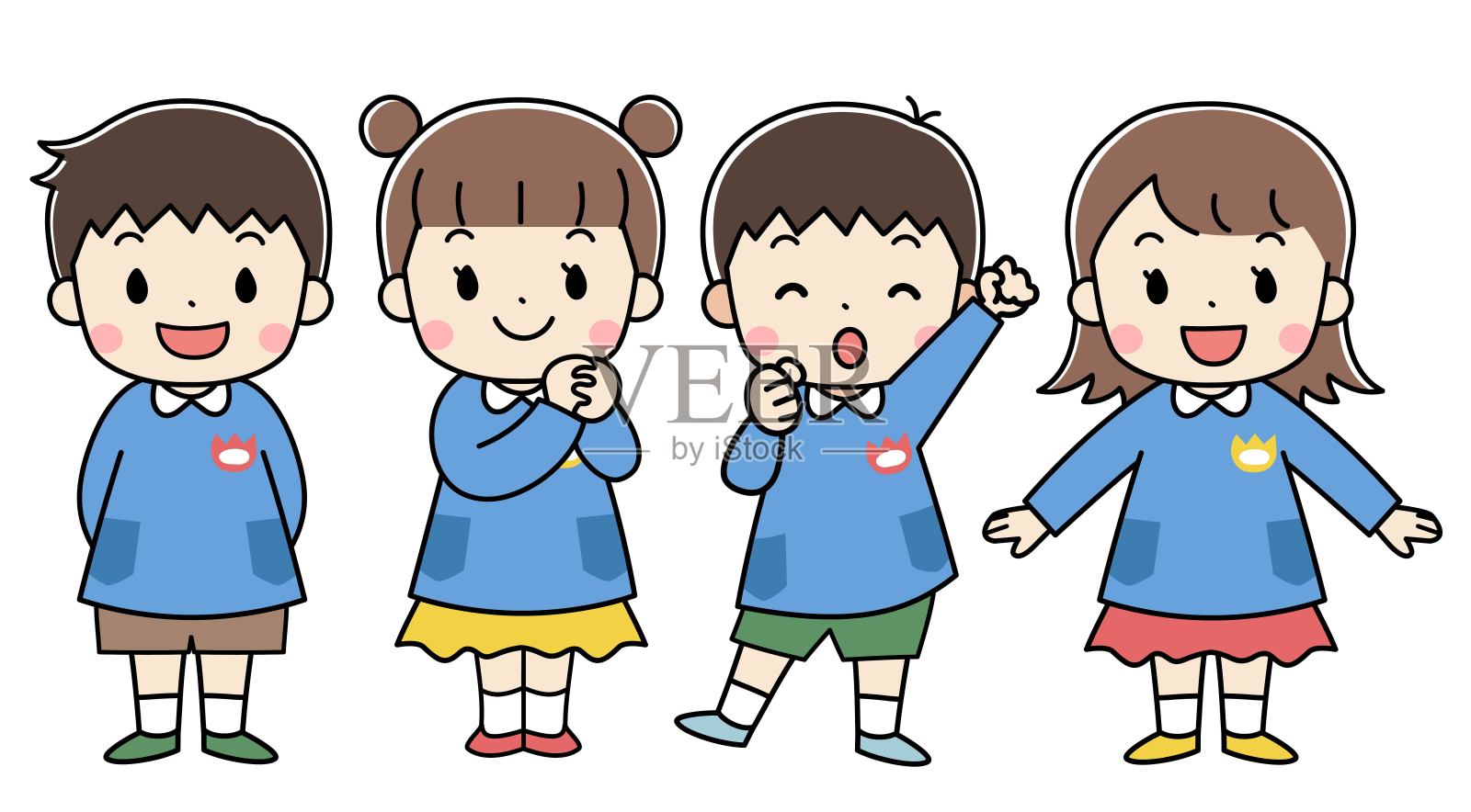 微笑幼儿园、幼儿、幼儿的全身插图插画图片素材