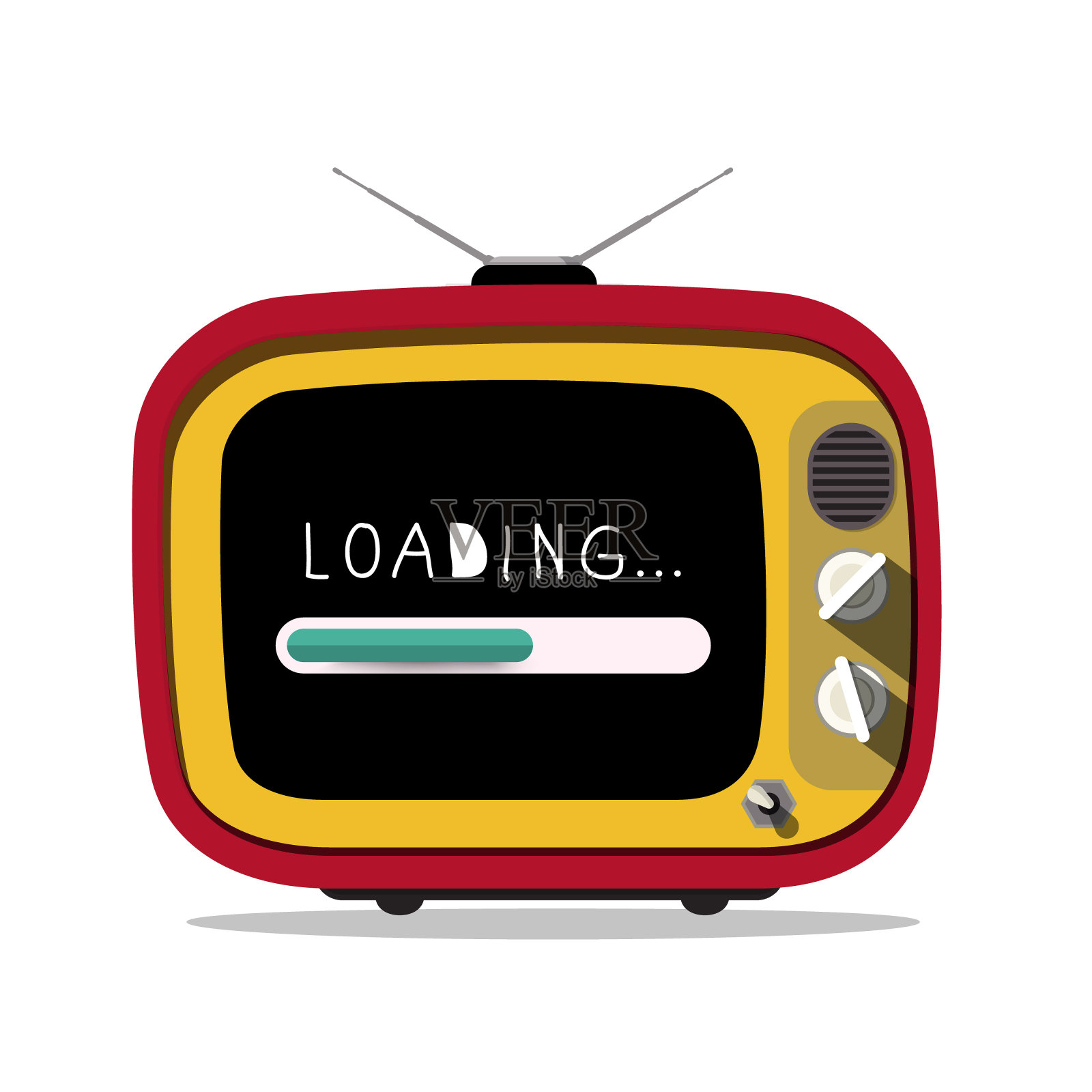 复古电视屏幕上的加载条-矢量插画图片素材