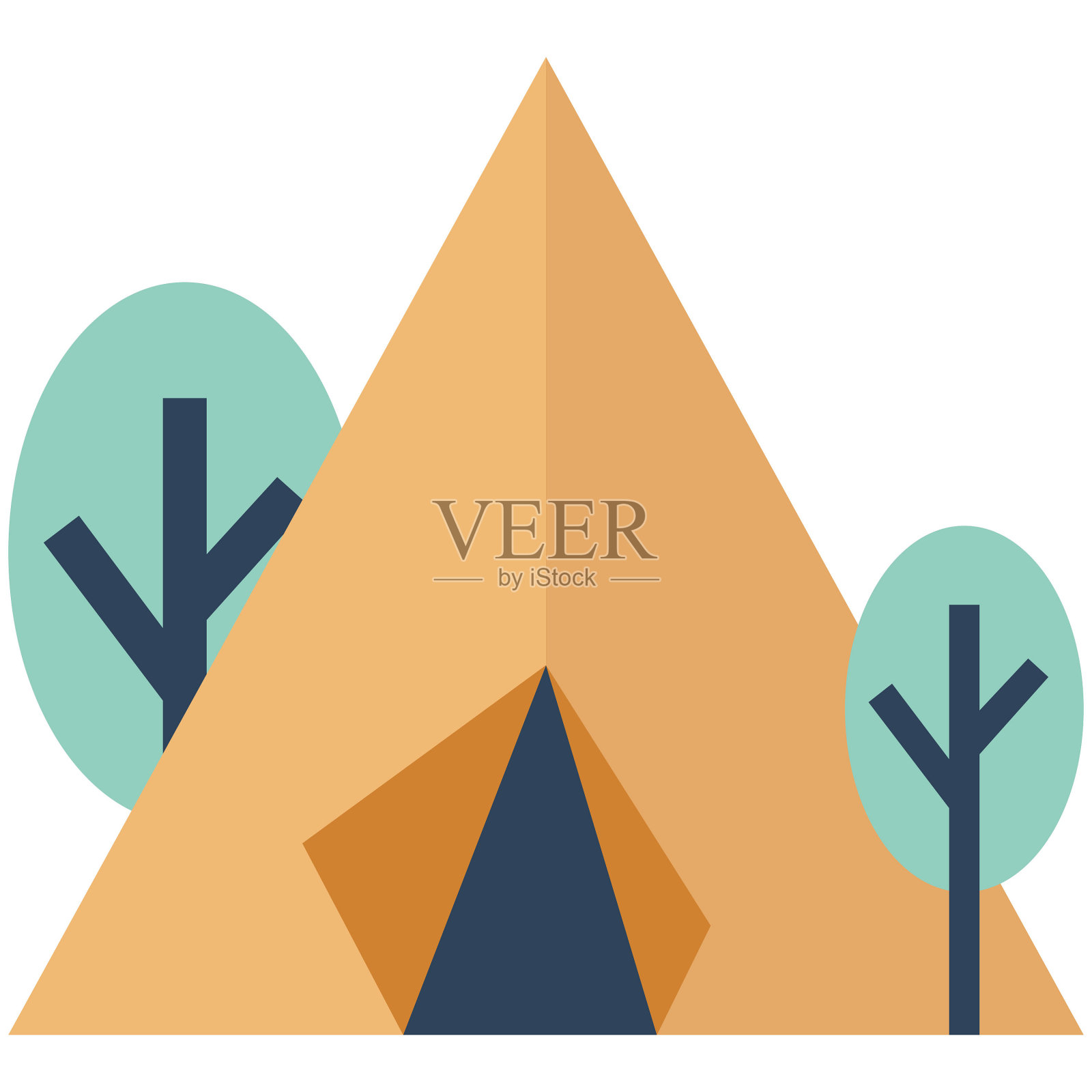 帐篷颜色矢量图标，可以很容易地修改或编辑插画图片素材