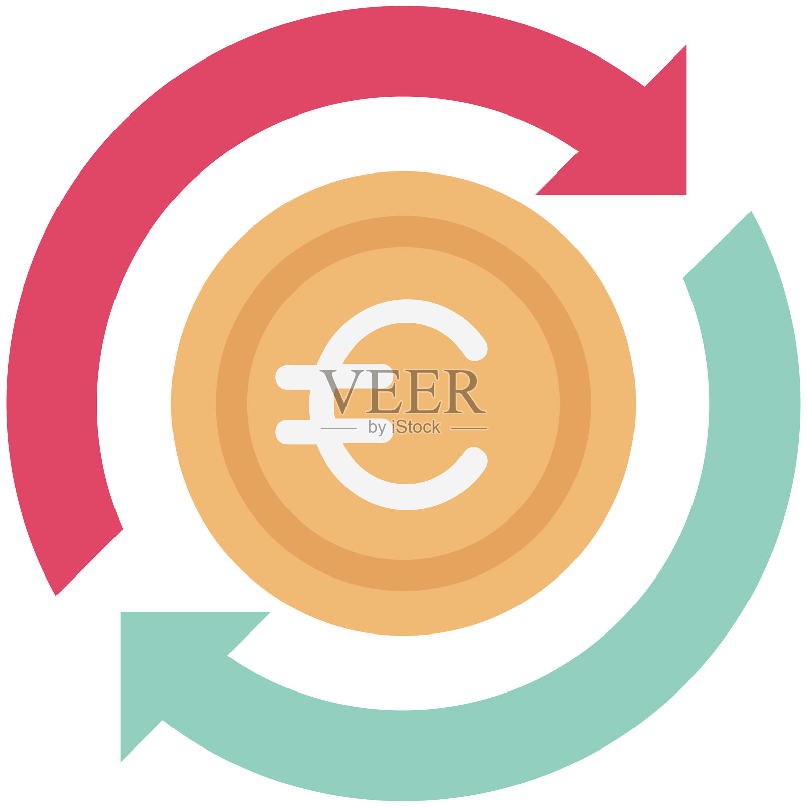 欧元交换新潮的颜色矢量图标，可以很容易地修改或编辑插画图片素材