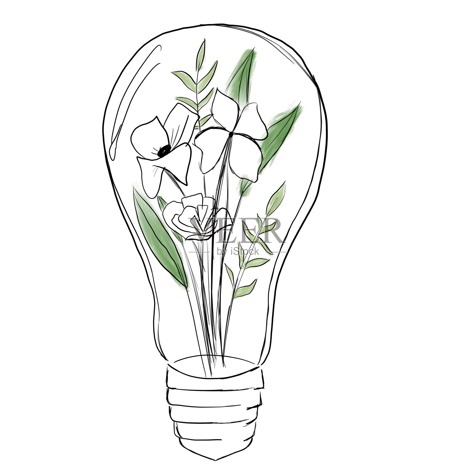 灯泡的花朵插图。理想的邀请，明信片和其他项目。插画图片素材