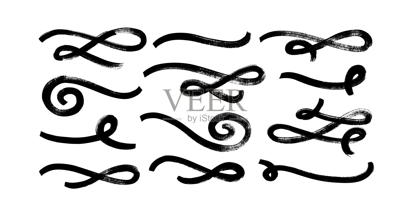 手绘的卷曲和粗体线条。插画图片素材