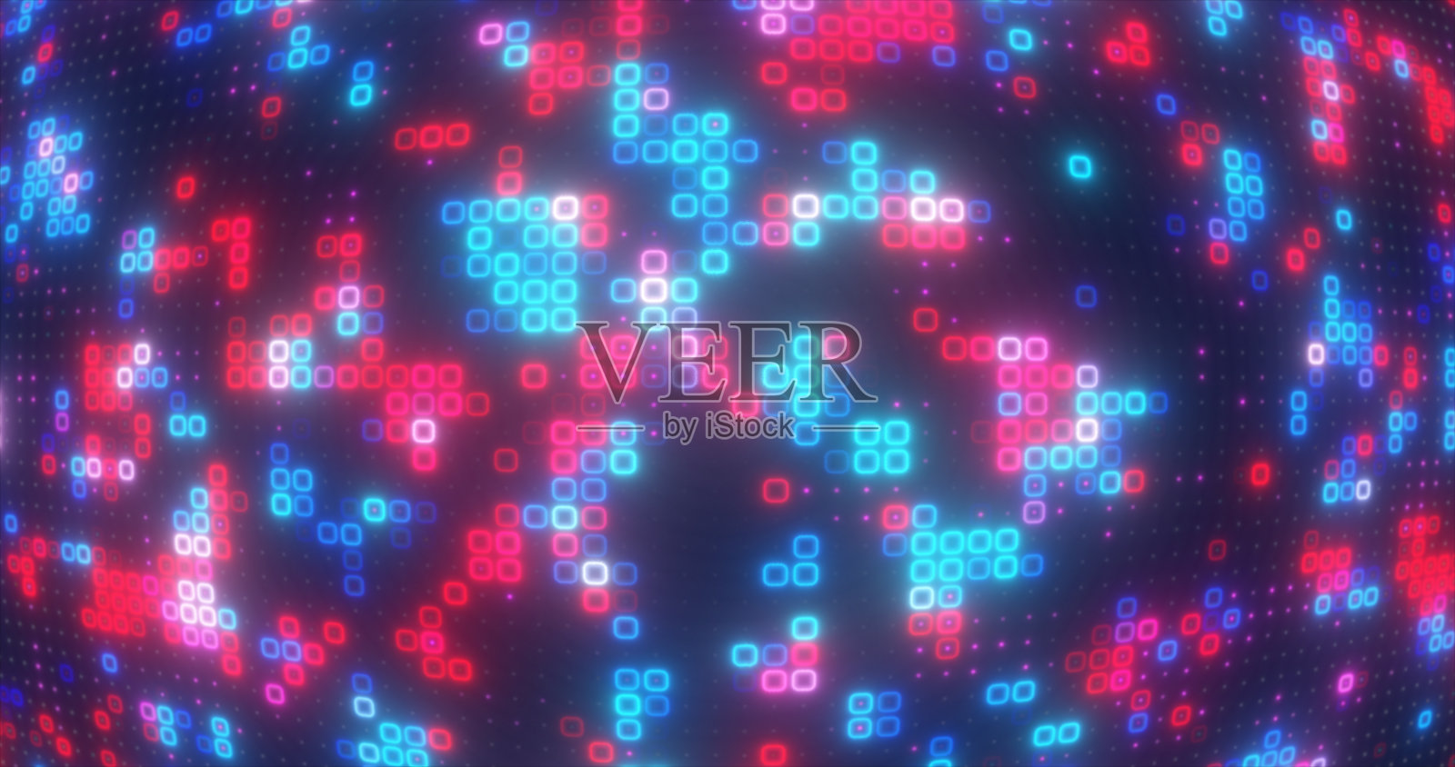 抽象的蓝色，红色和紫色的能量方块发光的数字粒子未来的高科技背景照片摄影图片