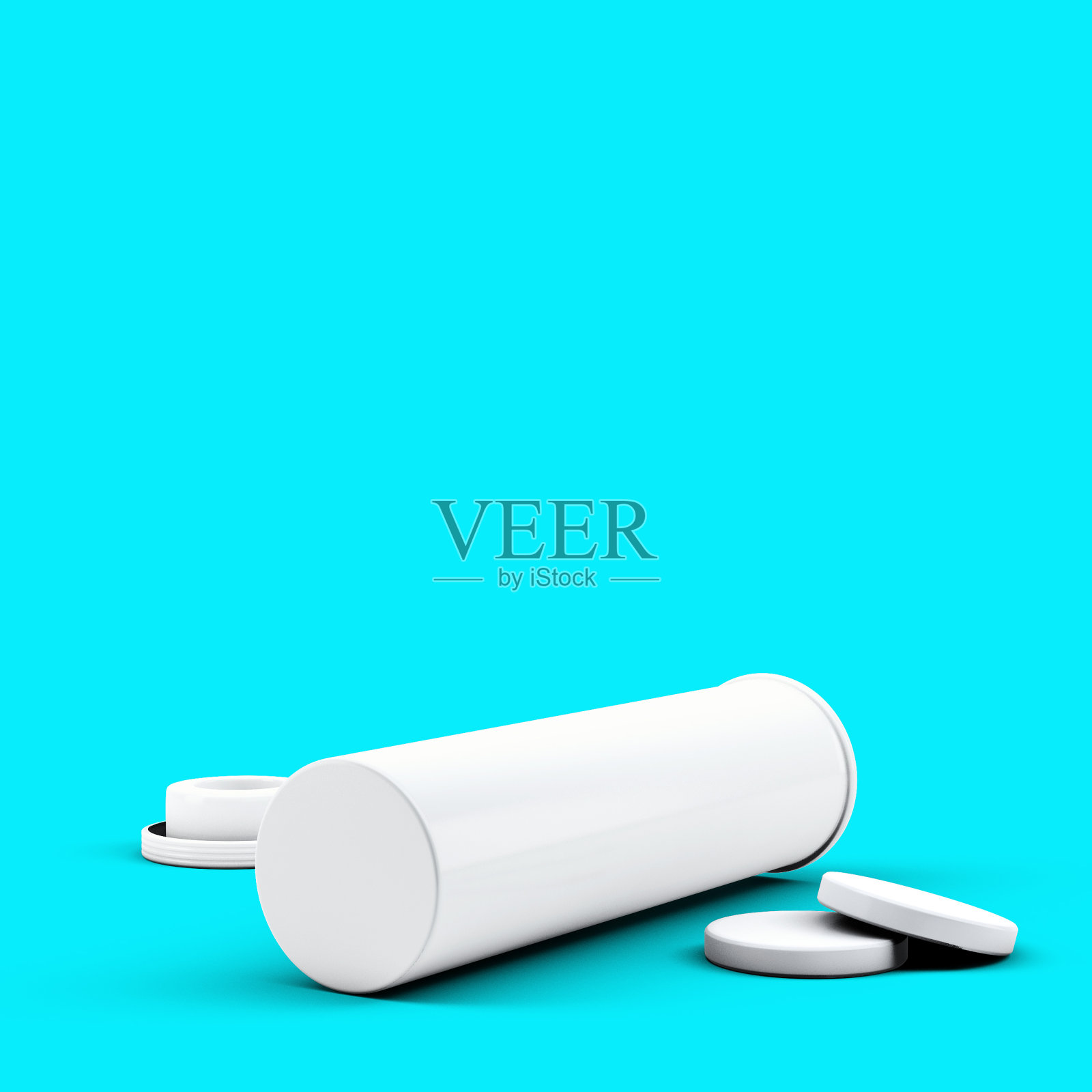 3d渲染泡腾瓶分离在托夏背景。适合您的医疗设计元素。照片摄影图片