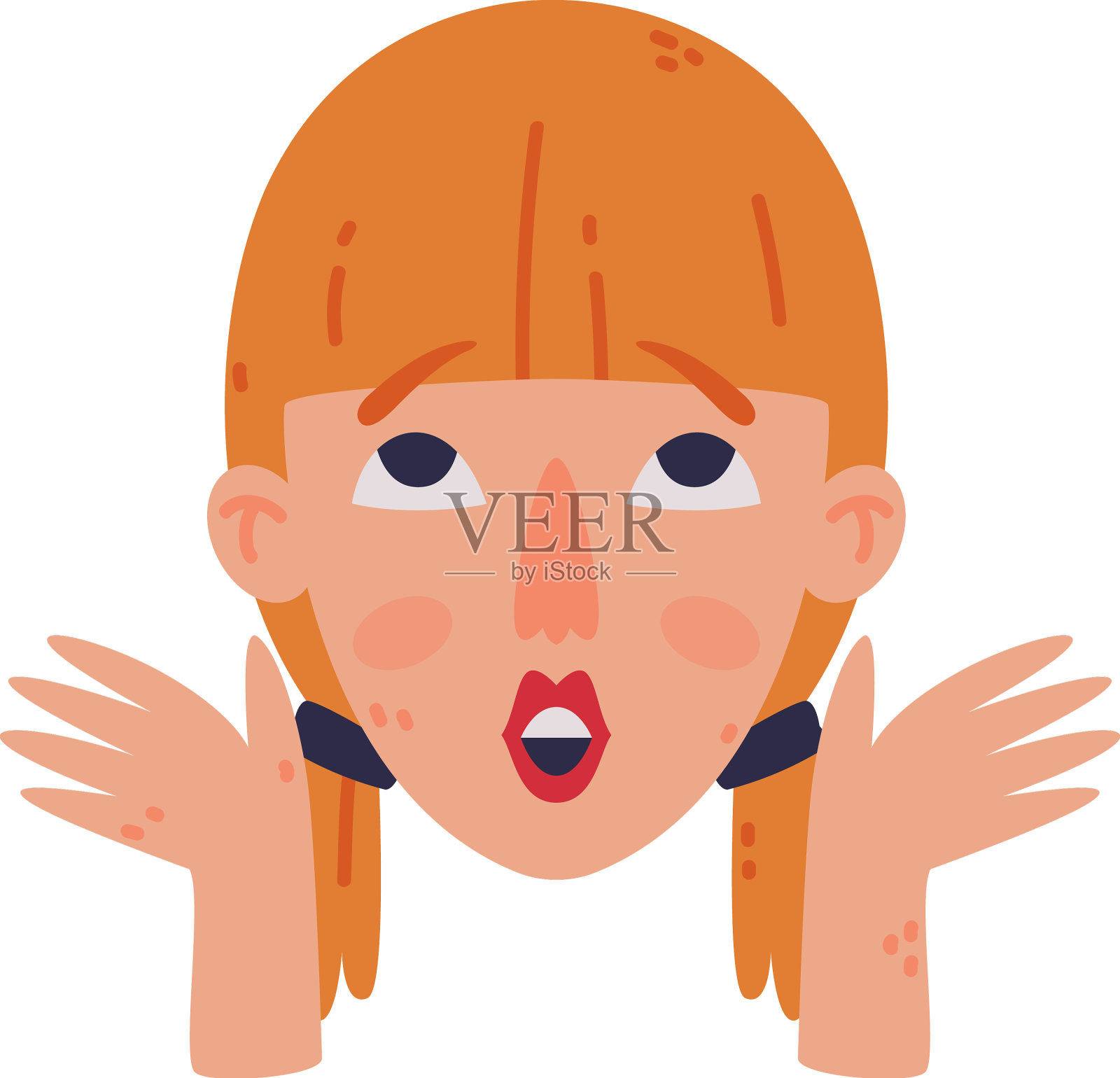 女人的头和脸带有情感和手势设计元素图片