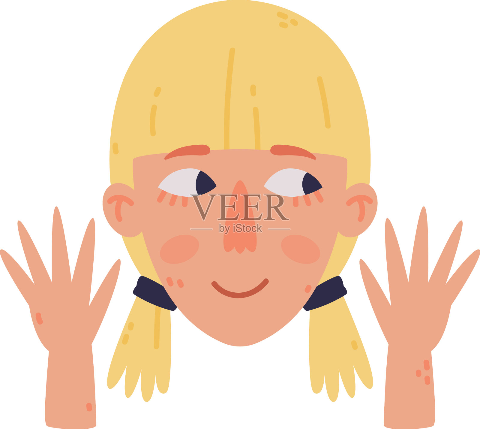 金发女子头带幸福的情绪挥手设计元素图片