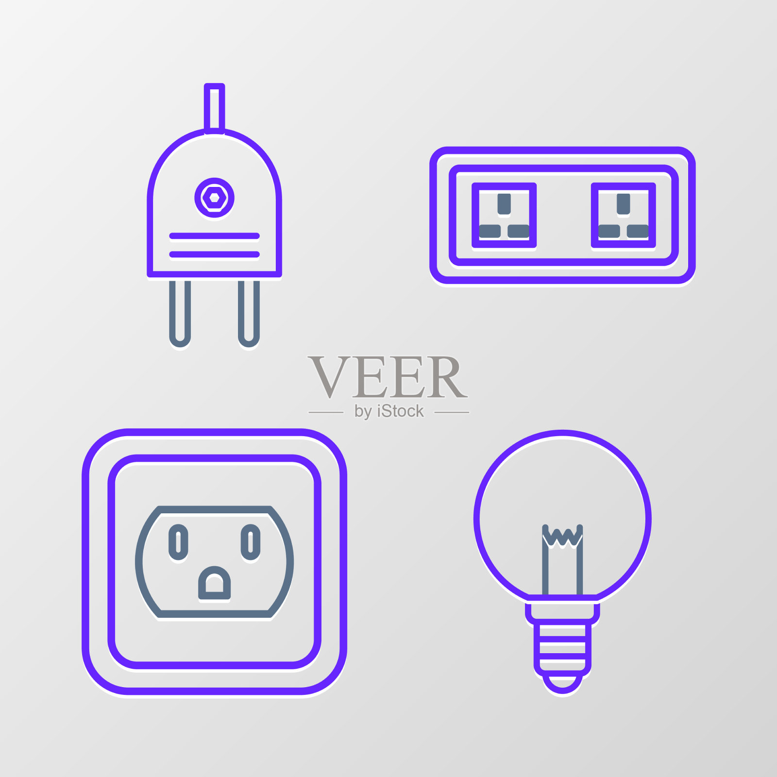 在美国设置线路灯泡插座图标素材