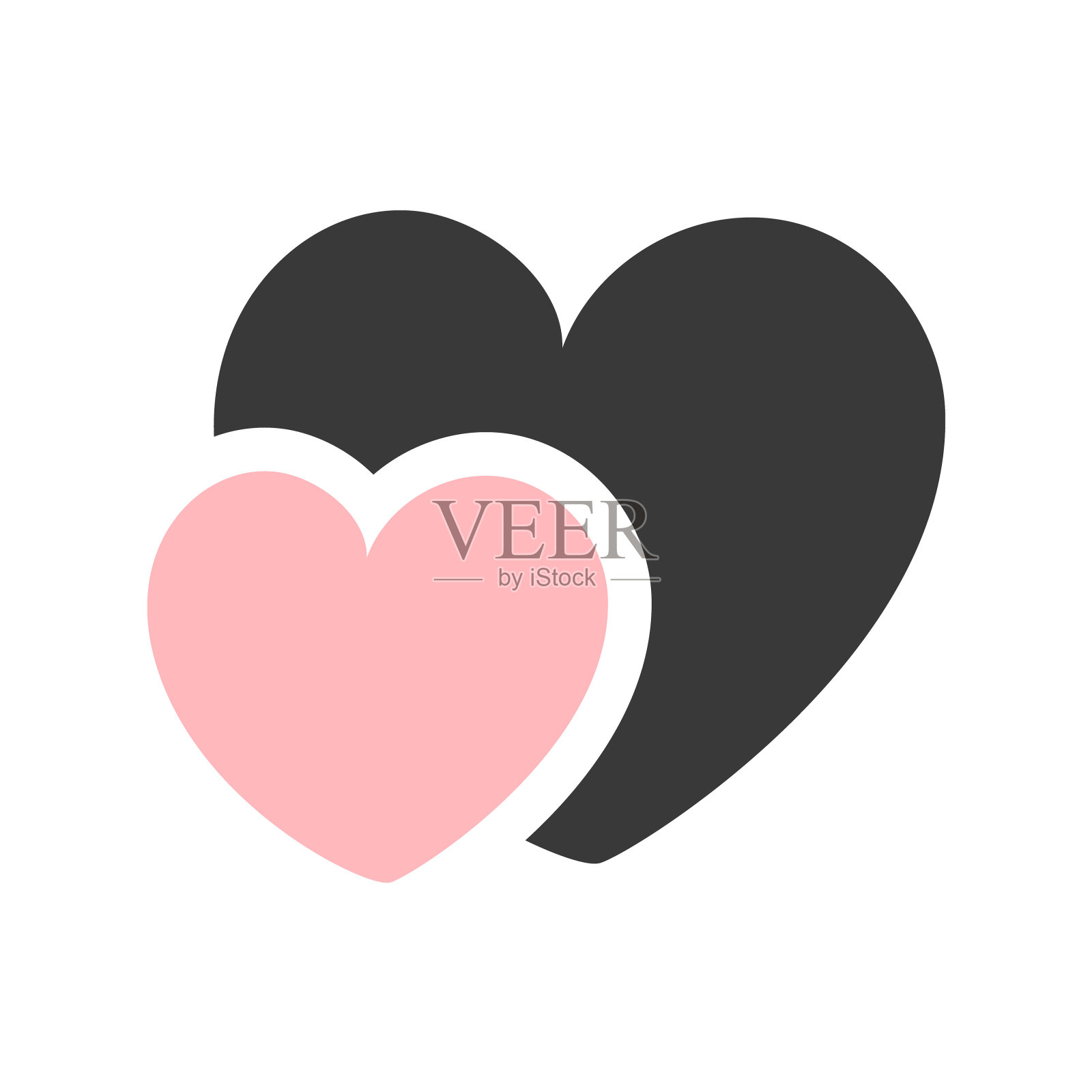 黑色和粉色的心插画图片素材