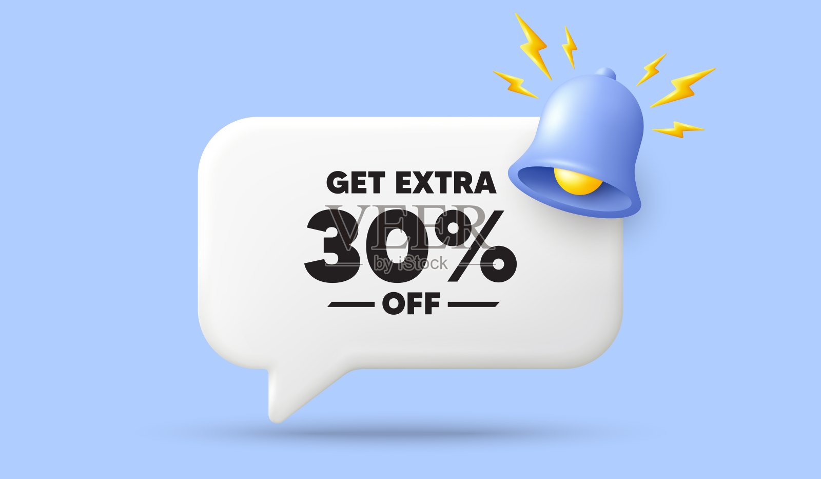 享受额外七折优惠。折扣报价标志。3d语音气泡横幅。向量插画图片素材