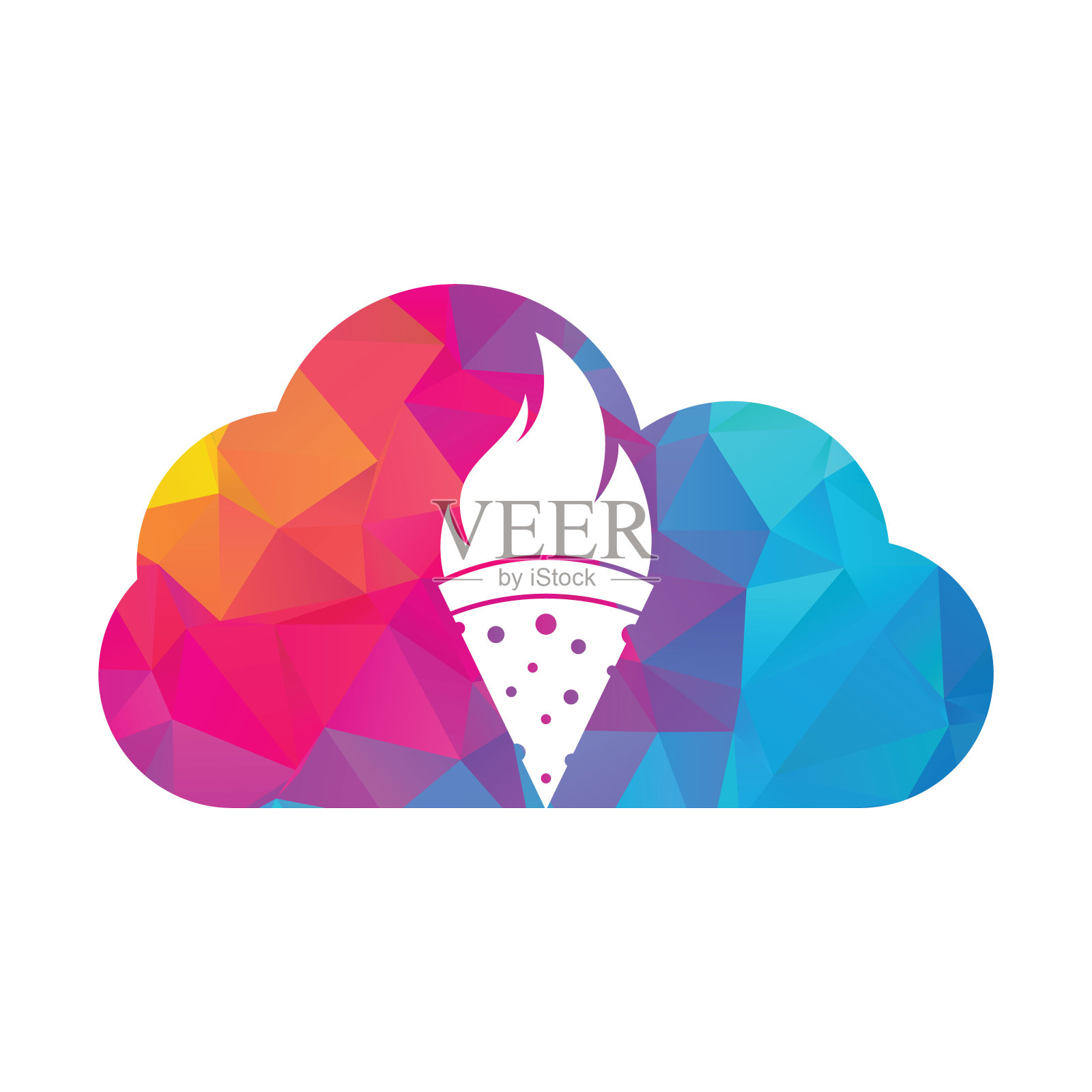 热披萨云形状概念标志设计模板。插画图片素材