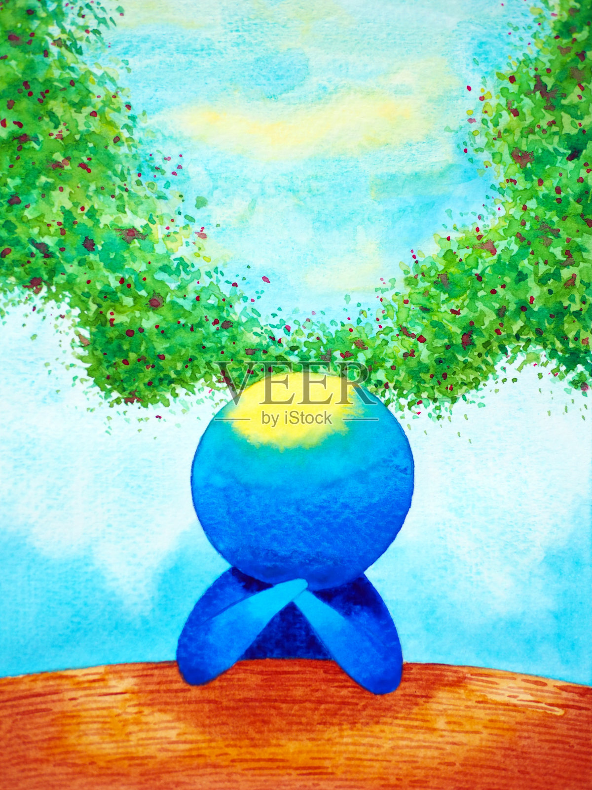 人的头脑，思想，启发心灵，精神健康，想象，情感，能量，精神，思考，过度思考，脑力，艺术，插图，设计，水彩画插画图片素材