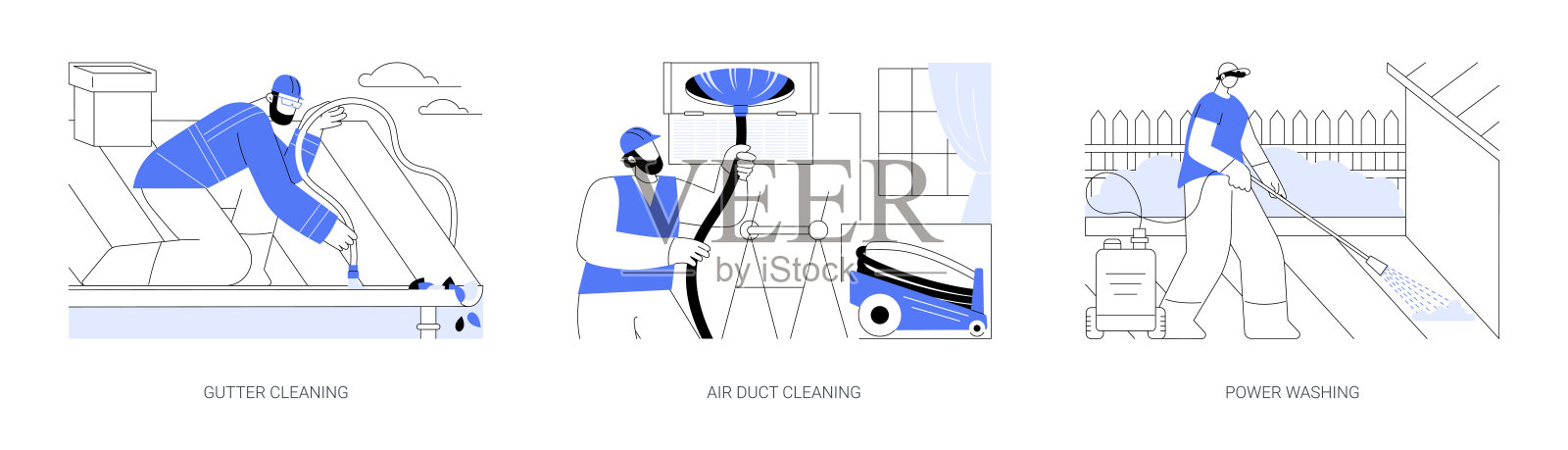 物业清洁服务抽象概念矢量插图。插画图片素材