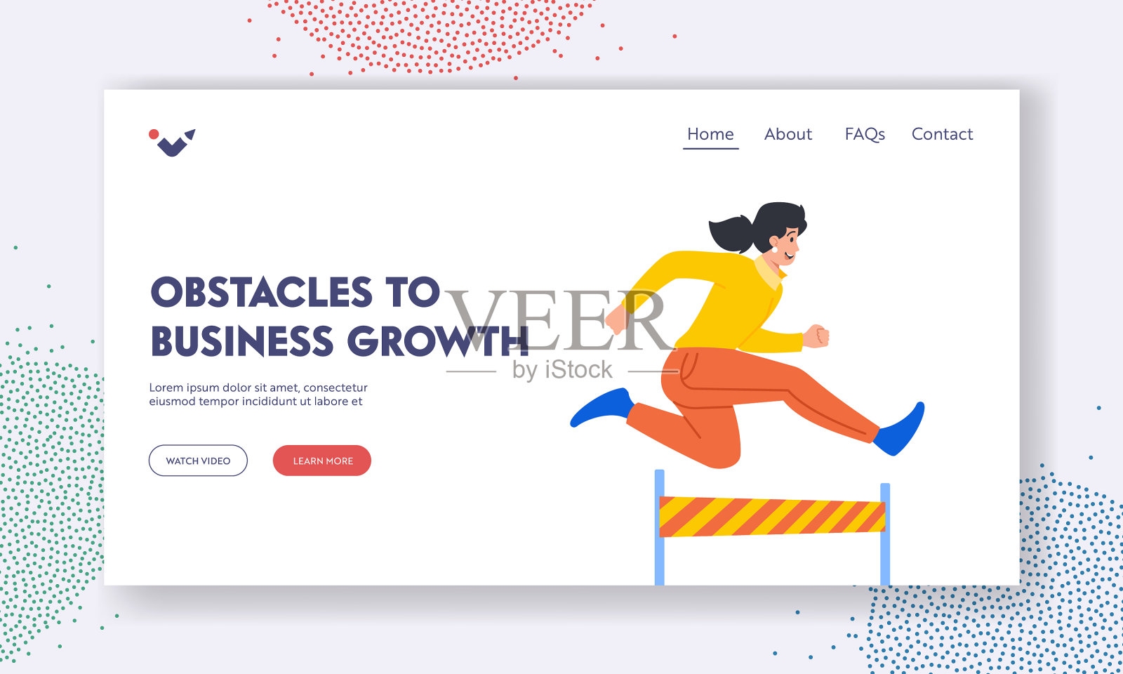 阻碍企业成长的登陆页面模板插画图片素材