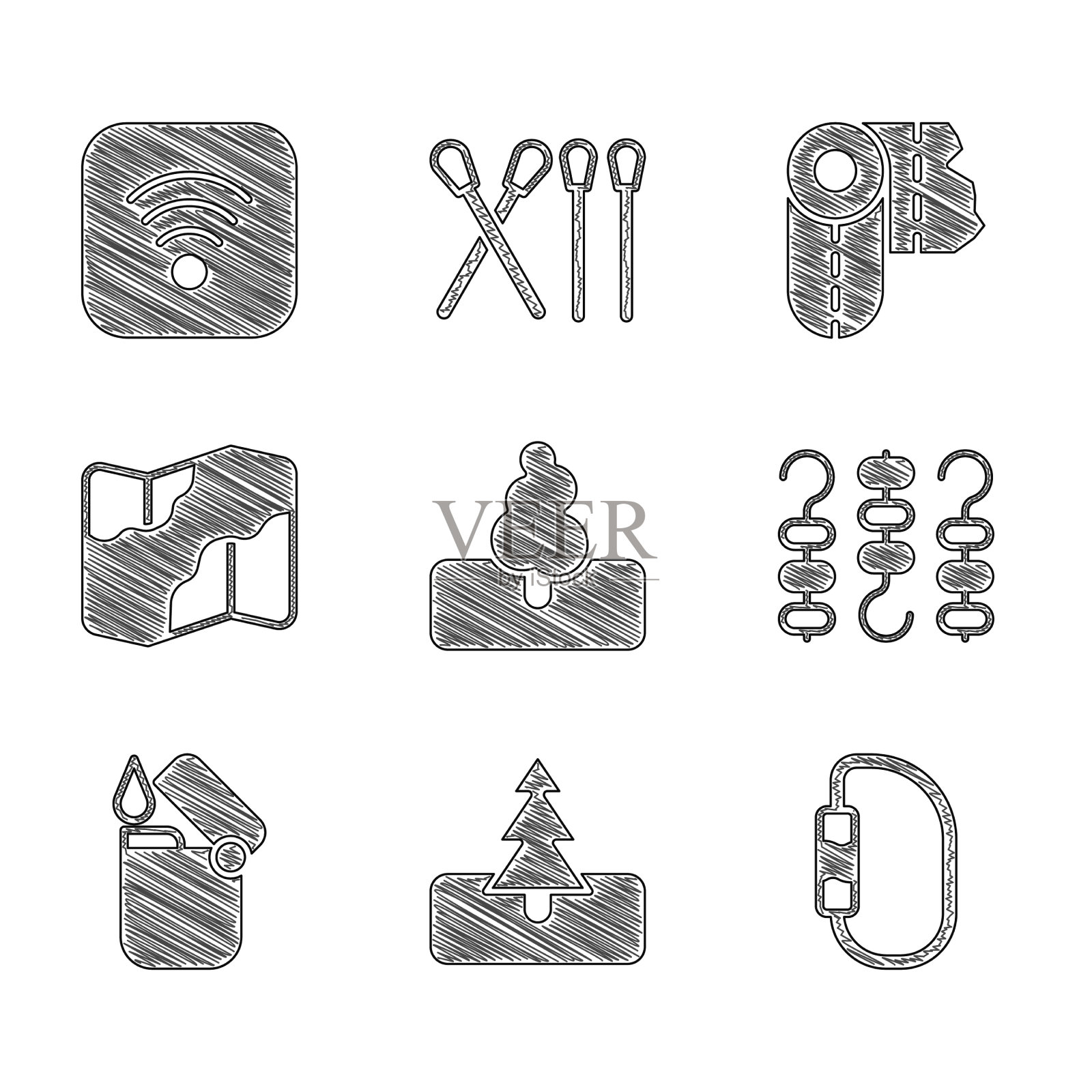 在烤肉串上串上烤羊肉串图标素材