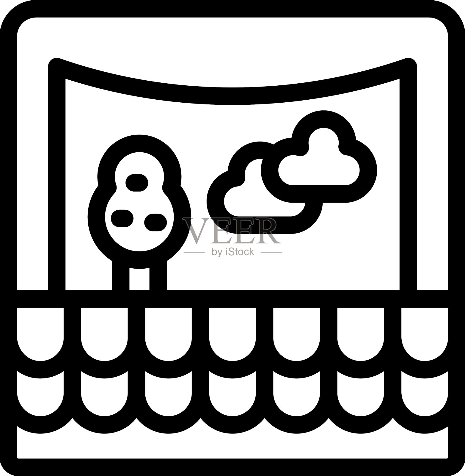 剧院景观图标勾勒木偶戏插画图片素材