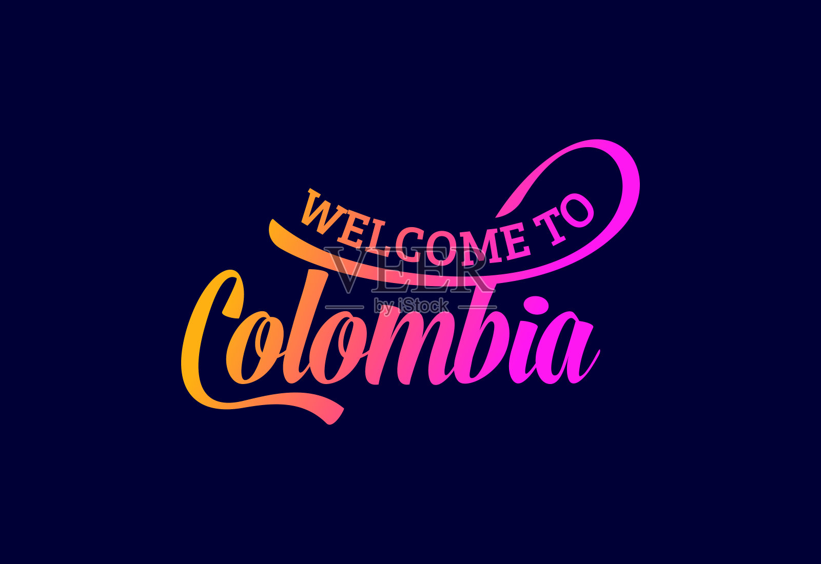 欢迎来到哥伦比亚文字创意字体设计插图。可喜的迹象插画图片素材