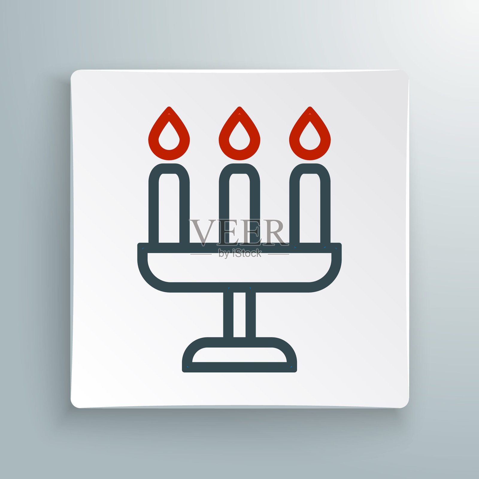 线烛台与三个烛台图标隔离在白色背景。色彩缤纷的轮廓概念。向量插画图片素材