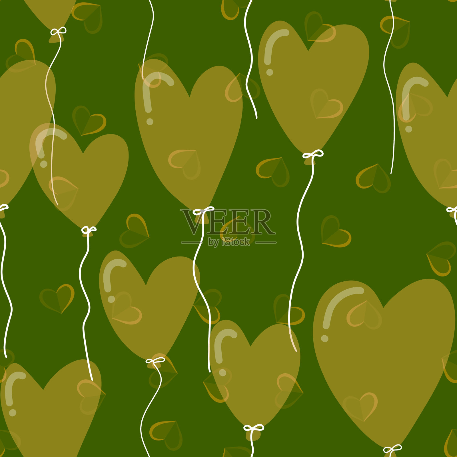 情人节水彩心无缝图案包装纸和织物插画图片素材