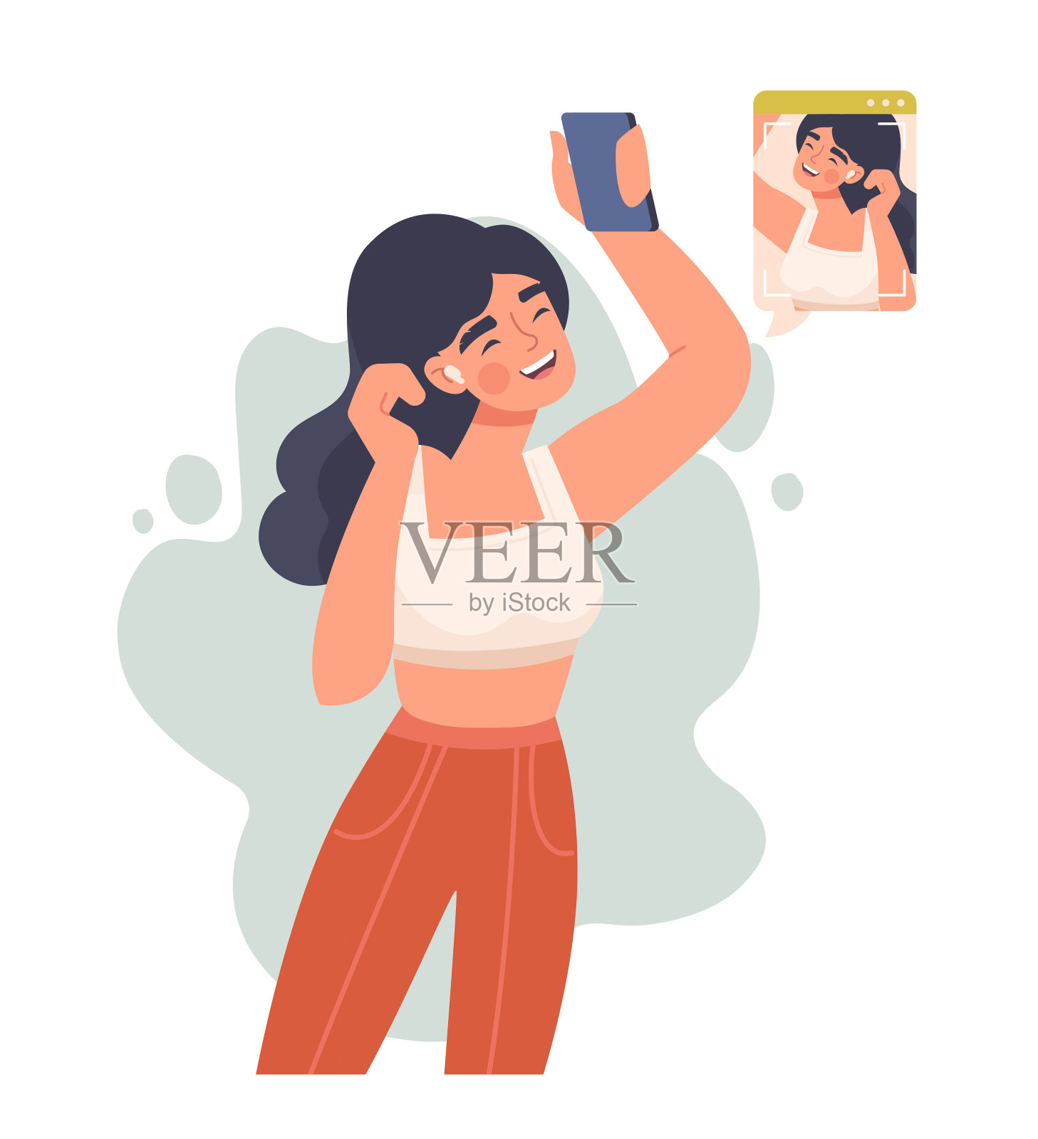 女人有智能手机插画图片素材