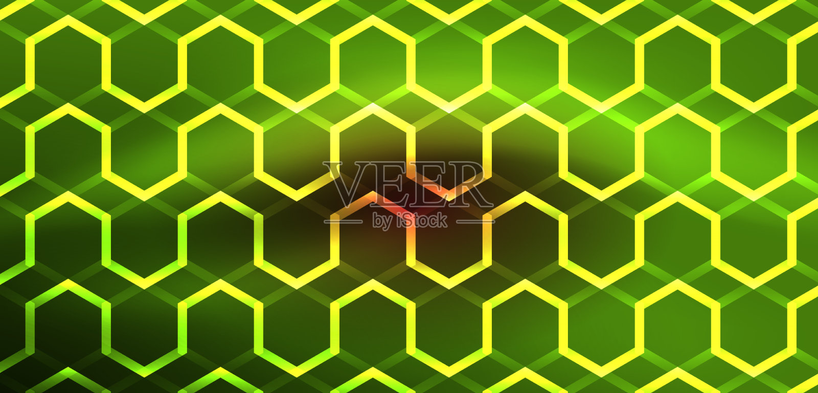 抽象的背景技术，霓虹六边形高科技插画图片素材