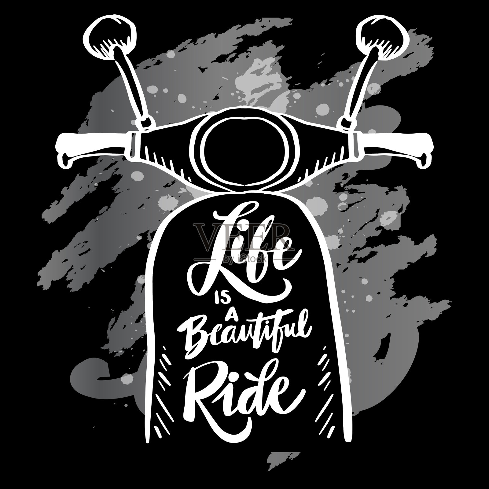 人生是一场美丽的骑行，手写字。海报引号。插画图片素材