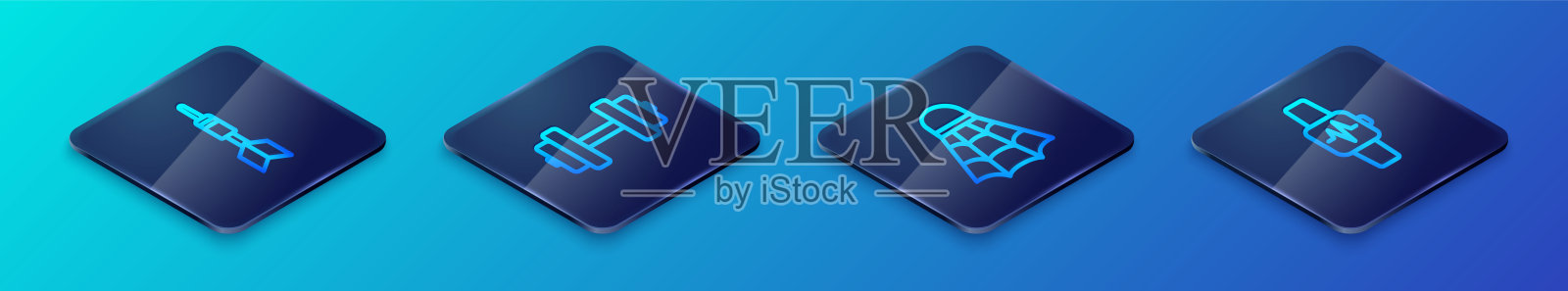 设置等距线羽毛球羽毛球，飞镖箭头，智能手表与心脏和哑铃图标。向量图标素材