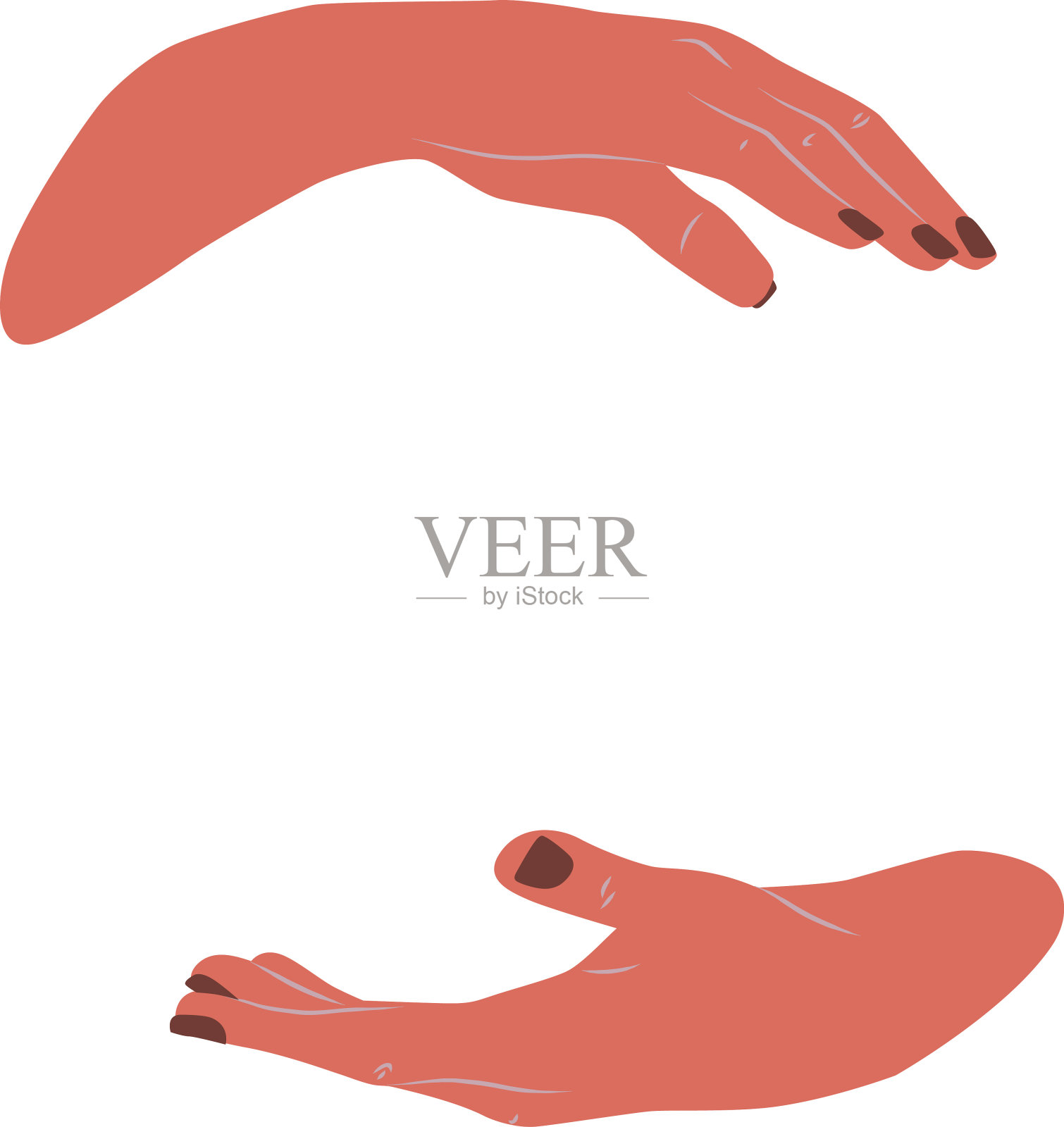 资源的双手包裹，保护插画图片素材