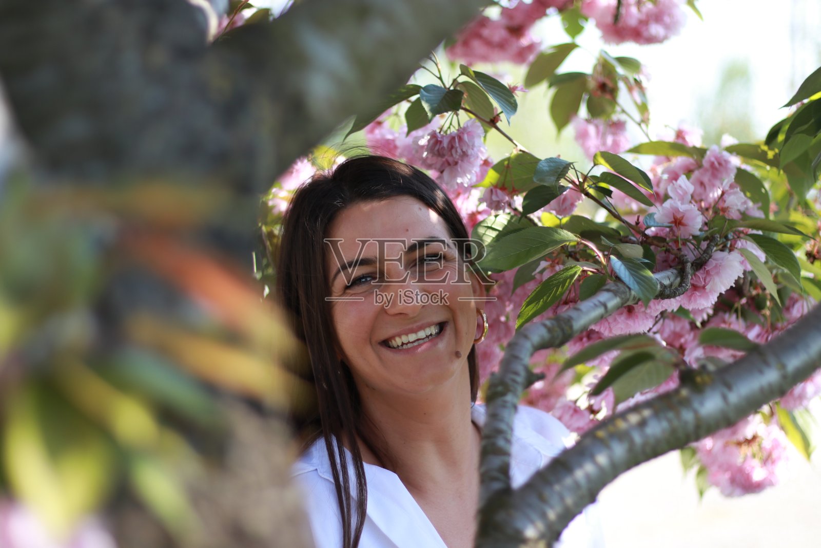 春花中年轻女子的肖像照片摄影图片