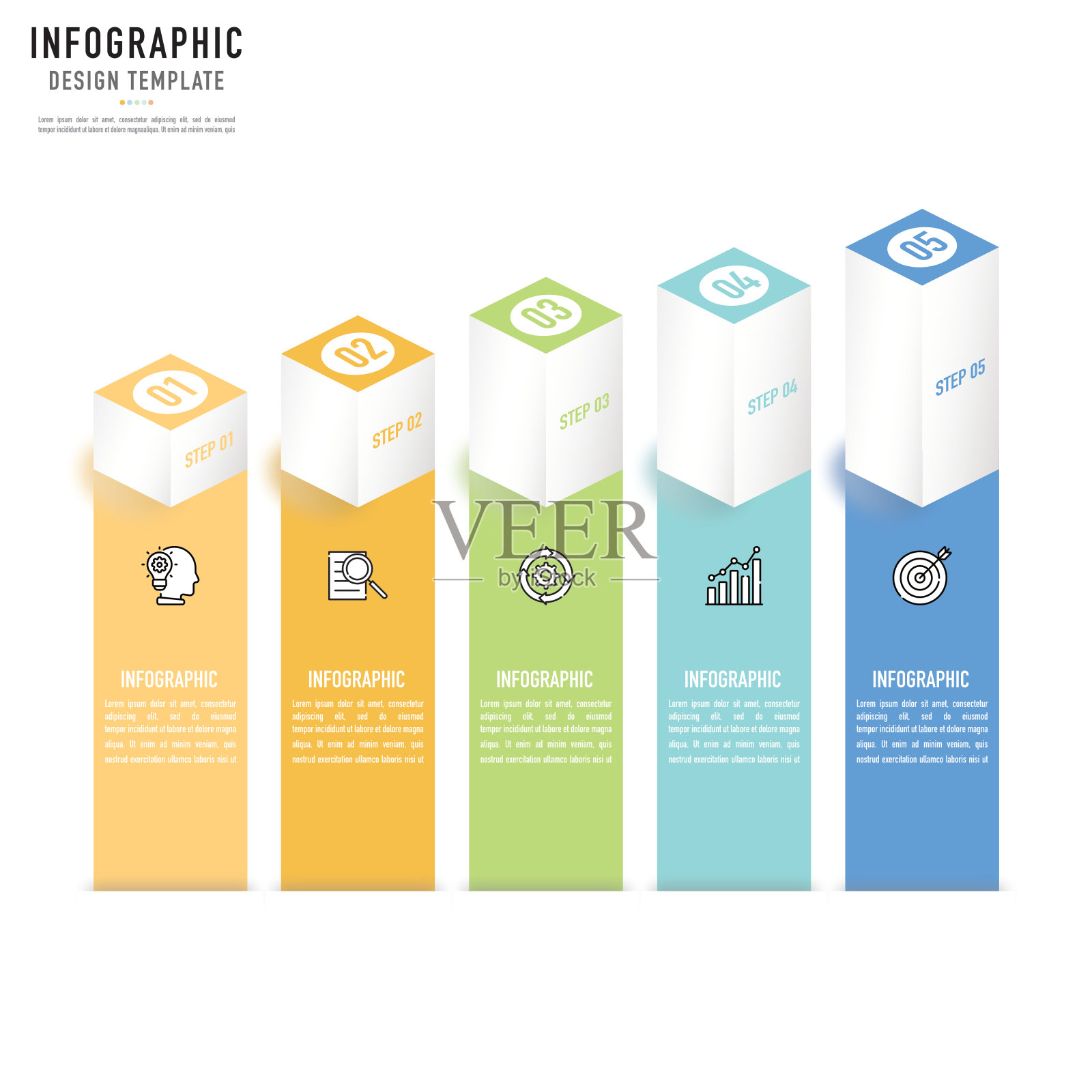 用于商业演示的矩形等距信息图插画图片素材
