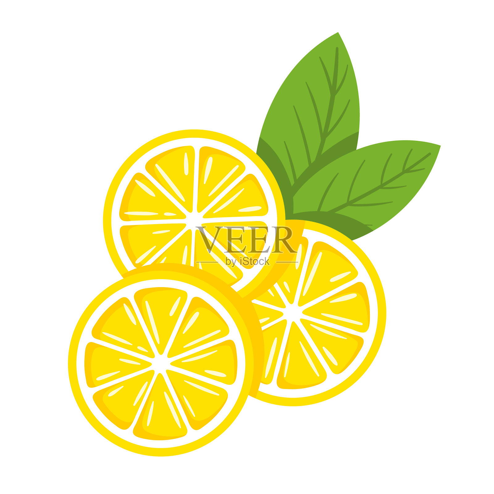 白色背景上孤立的黄色柠檬插画图片素材