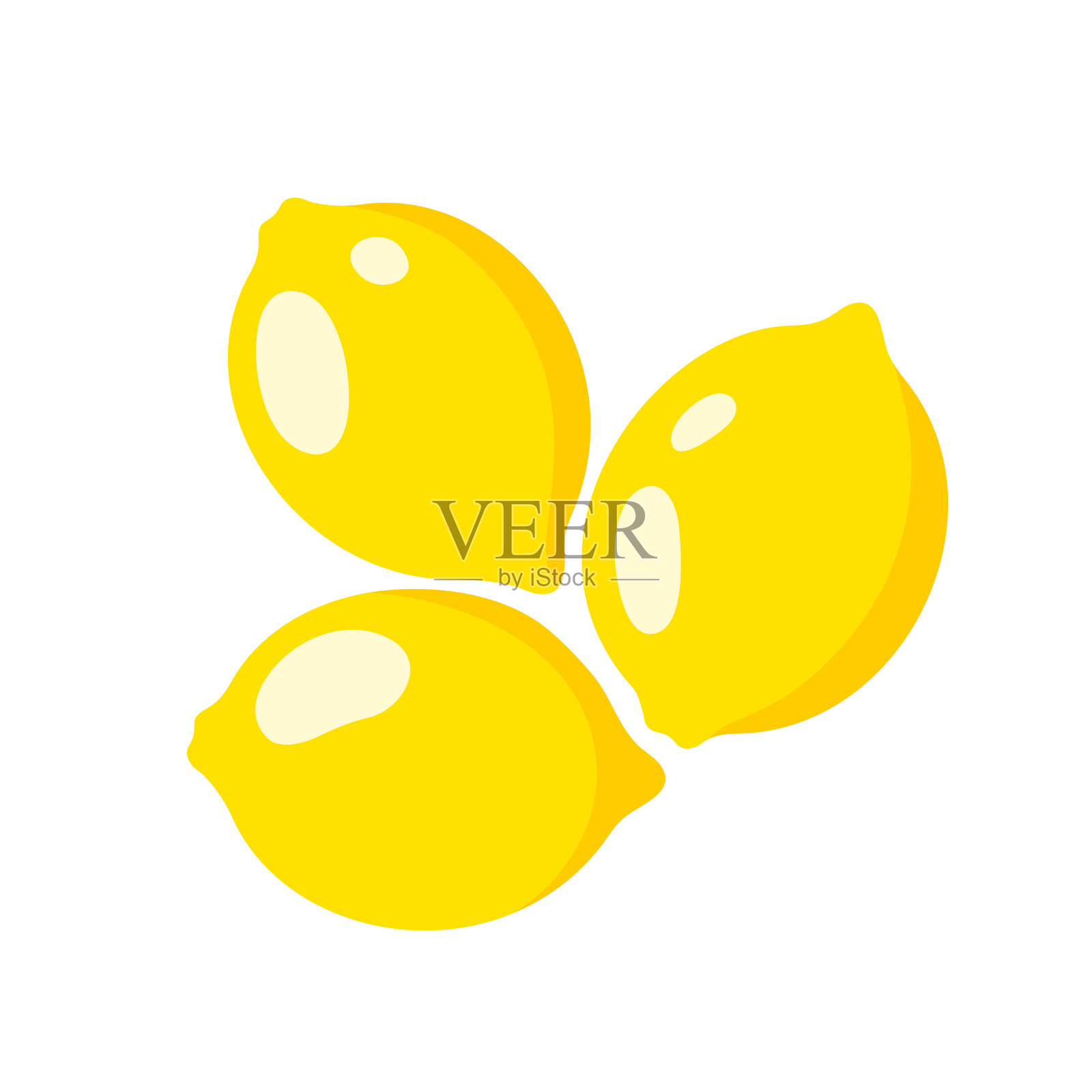 白色背景上孤立的黄色柠檬插画图片素材