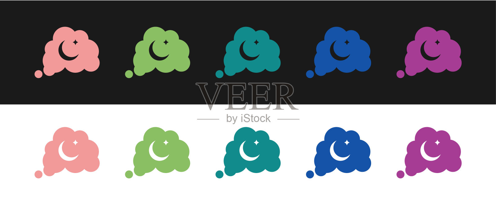 集梦想图标孤立的黑白背景。睡觉、休息、做梦的概念。休息时间和舒适的放松。向量插画图片素材