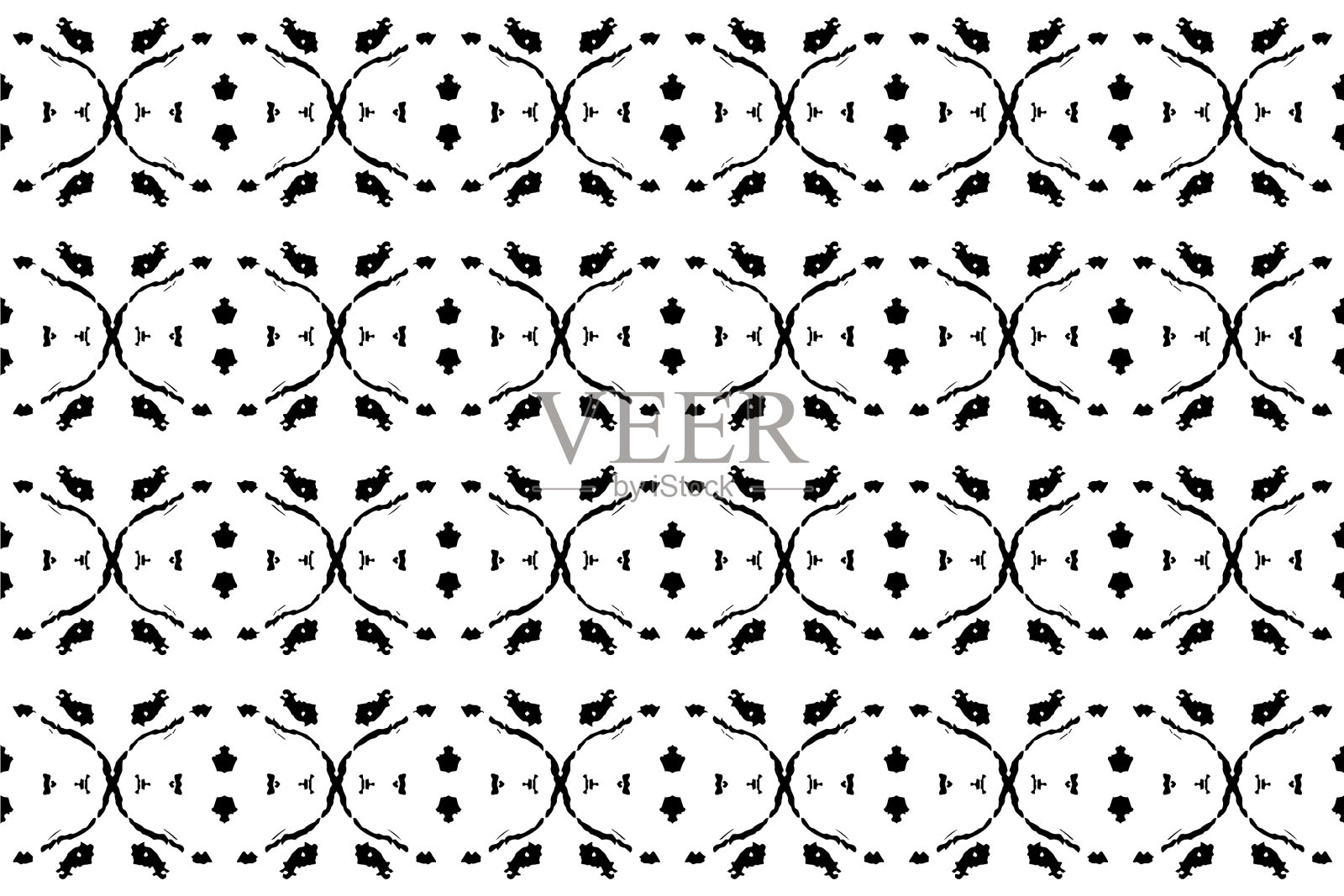 黑白无缝蜡染图案，豪华装饰纺织品图案，著名旗帜。设计用于墙纸，窗帘，地毯，服装，蜡染，插图，刺绣风格插画图片素材