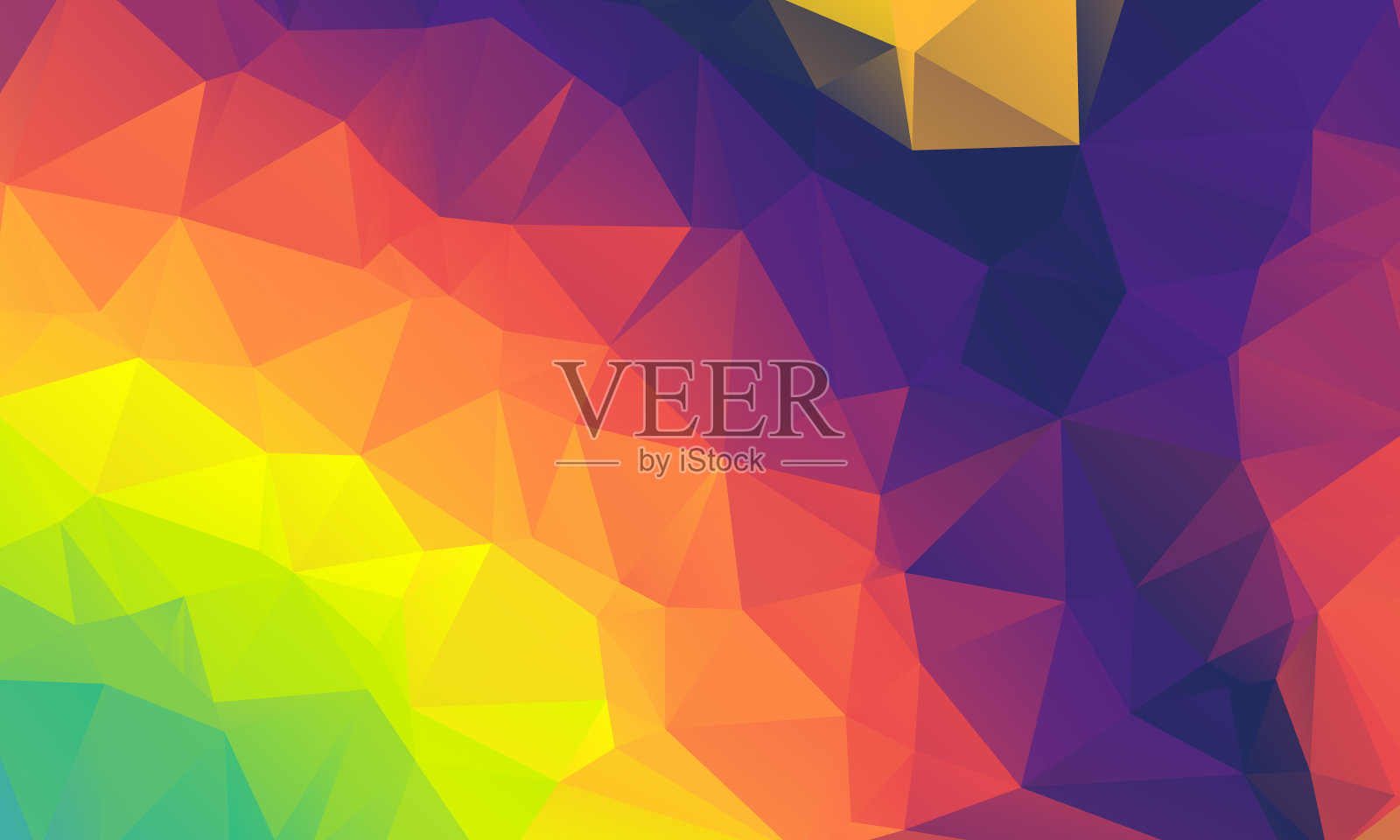彩虹色多边形背景设计，抽象几何折纸风格与梯度插画图片素材