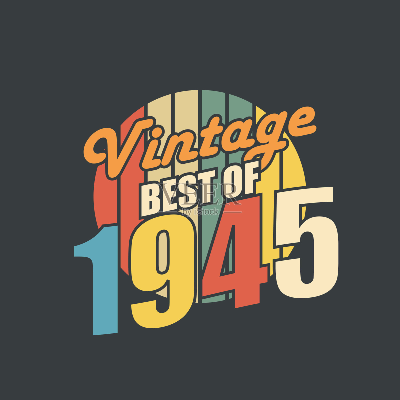 1946年最佳复古生日插画图片素材