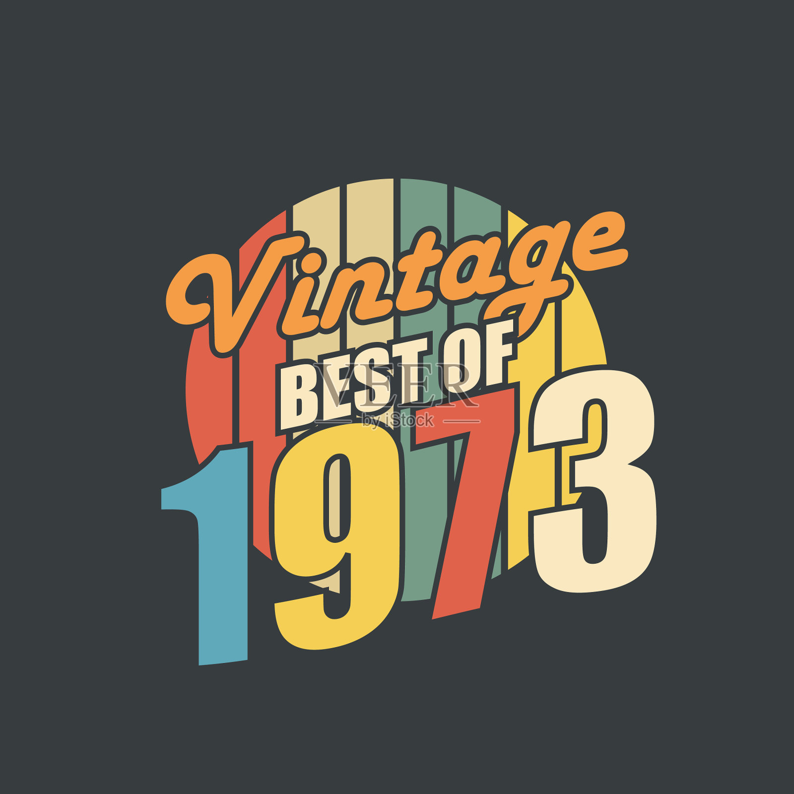 1973年最佳复古生日插画图片素材